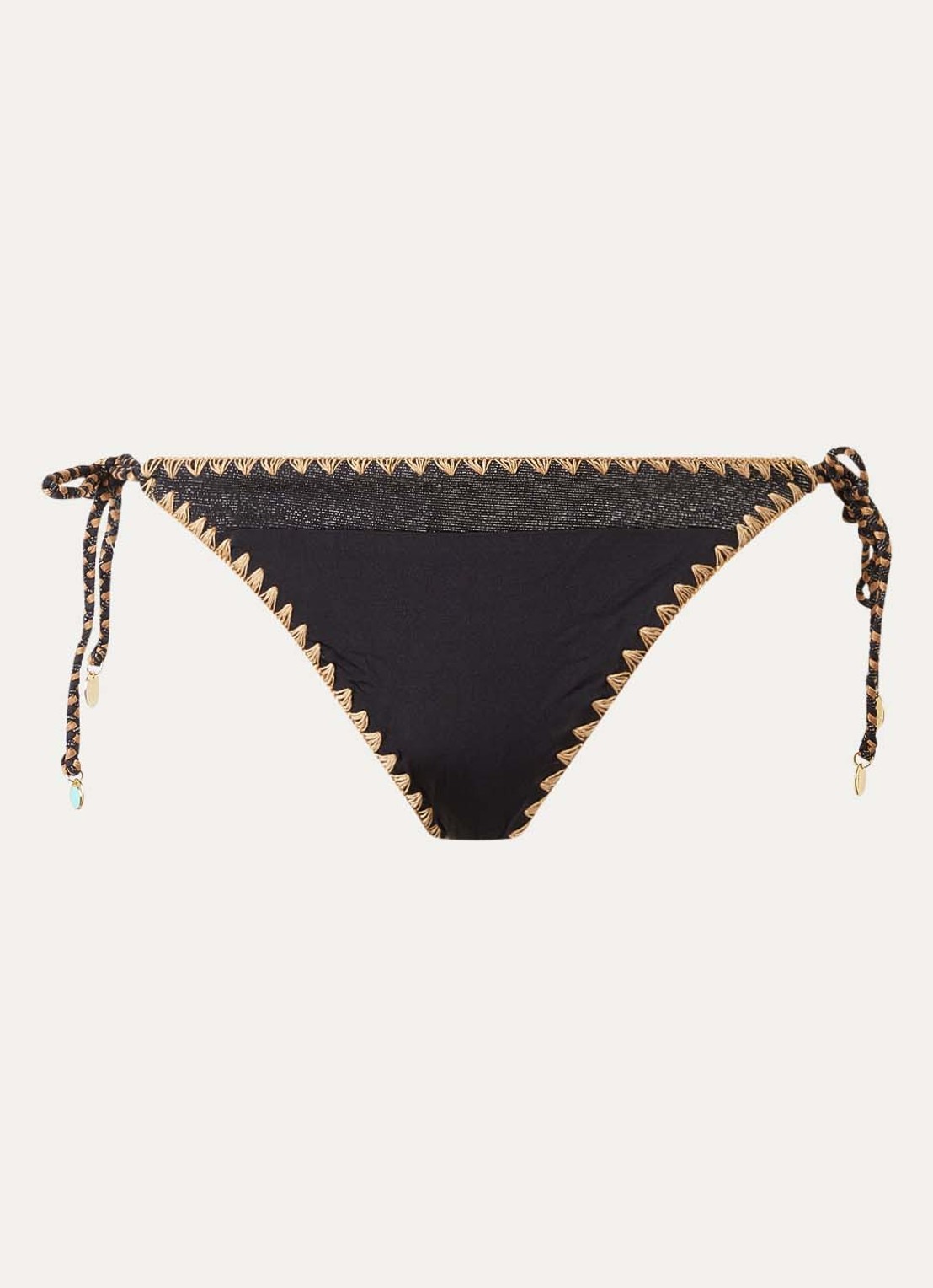 Banana Moon Blika Nazca bikinislip met geknoopt detail en lurex - voorkant 4 zwart