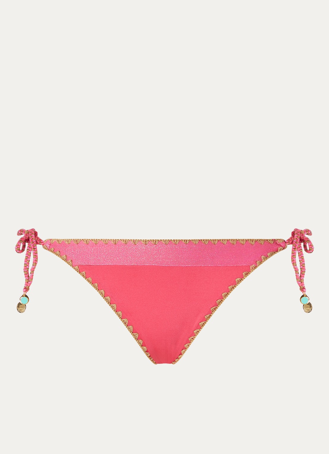 Banana Moon Blika Nazca bikinislip met geknoopt detail en lurex - voorkant donkerroze