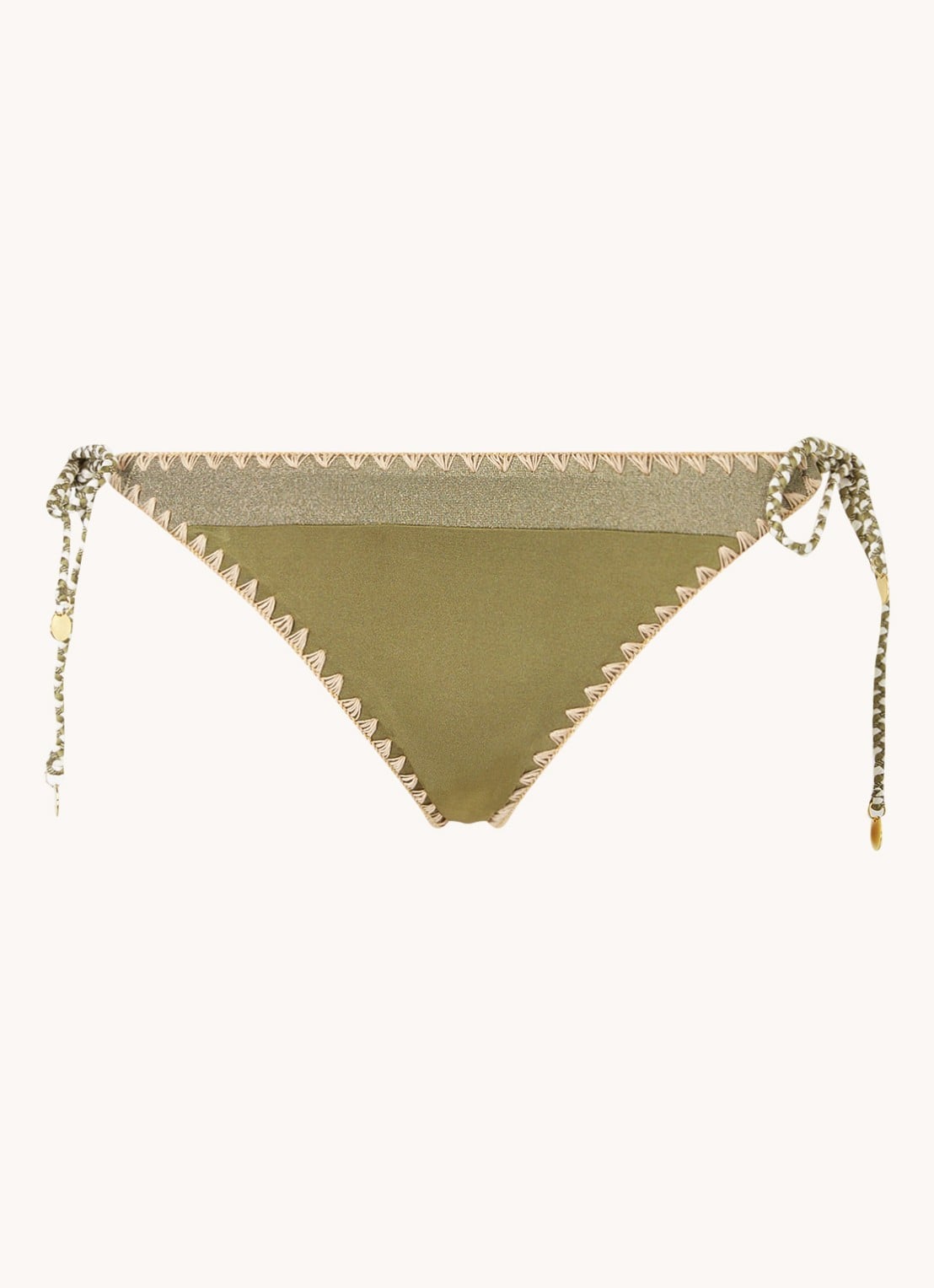 Banana Moon Blika Nazca bikinislip met geknoopt detail en lurex - voorkant bronsgroen