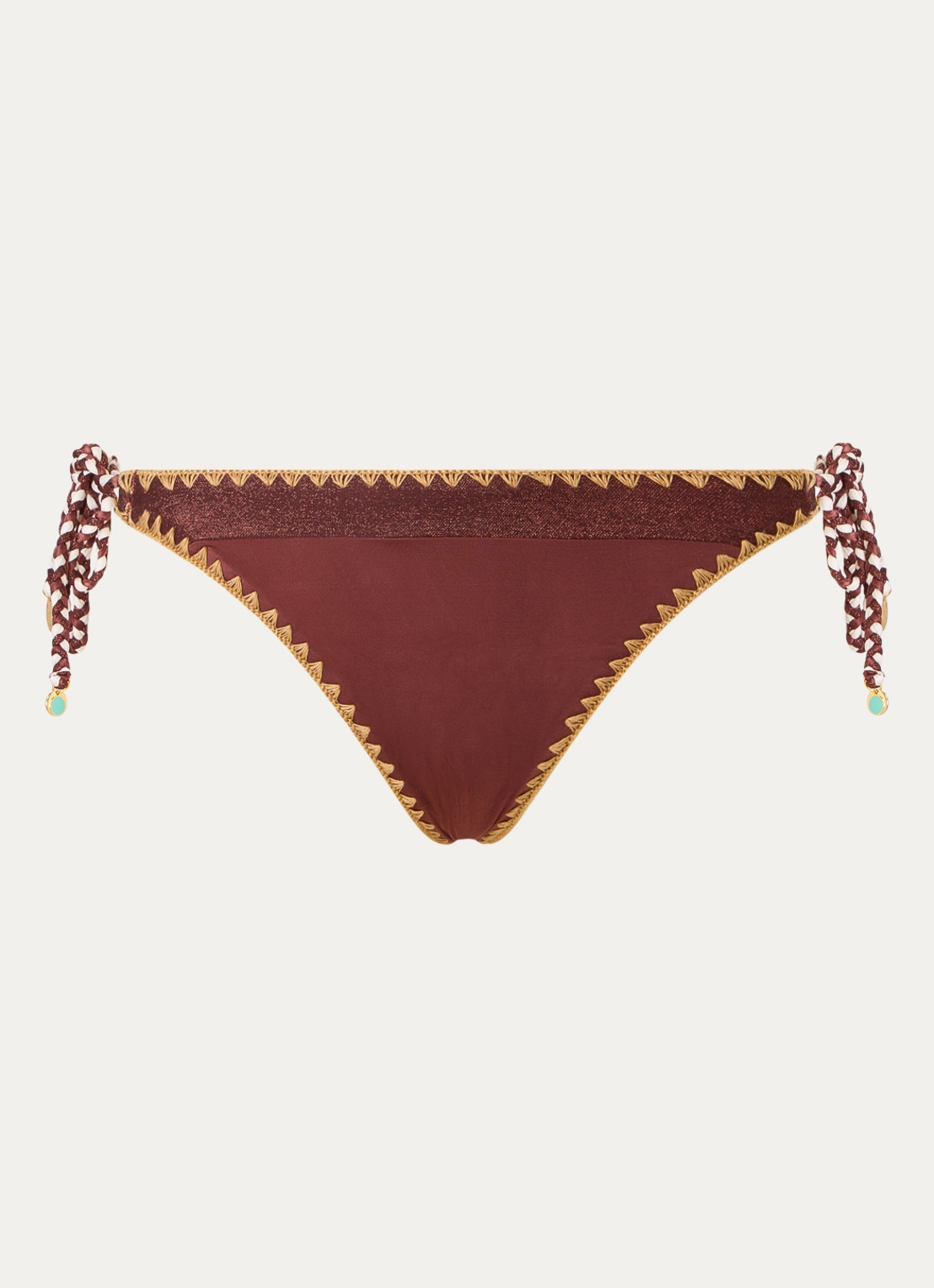 Banana Moon Blika Nazca tanga bikinislip met lurex - voorkant 2 chocoladebruin