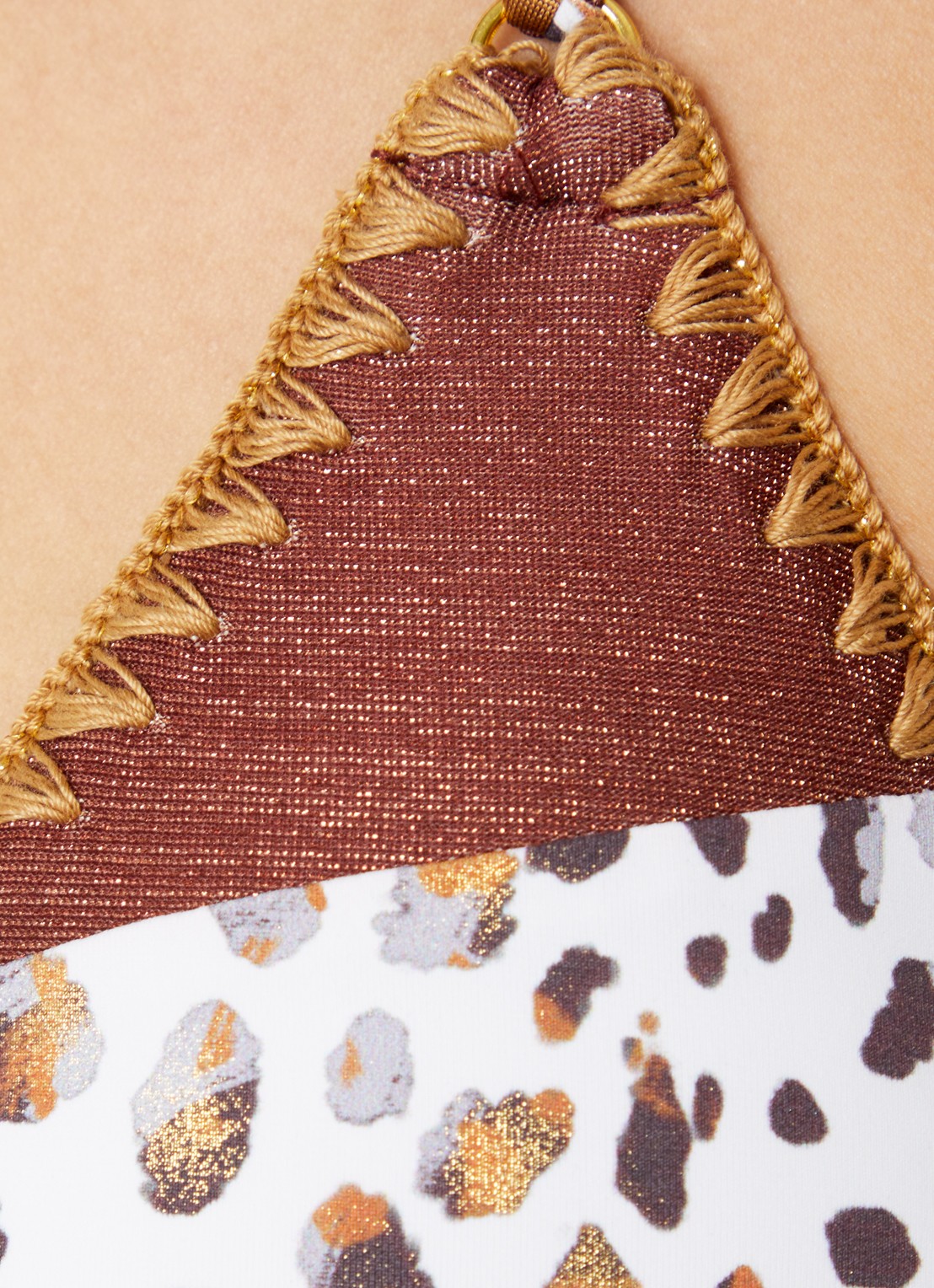 Banana Moon Bosco Dunara triangel bikinitop met panterprint - detail 5 wit
