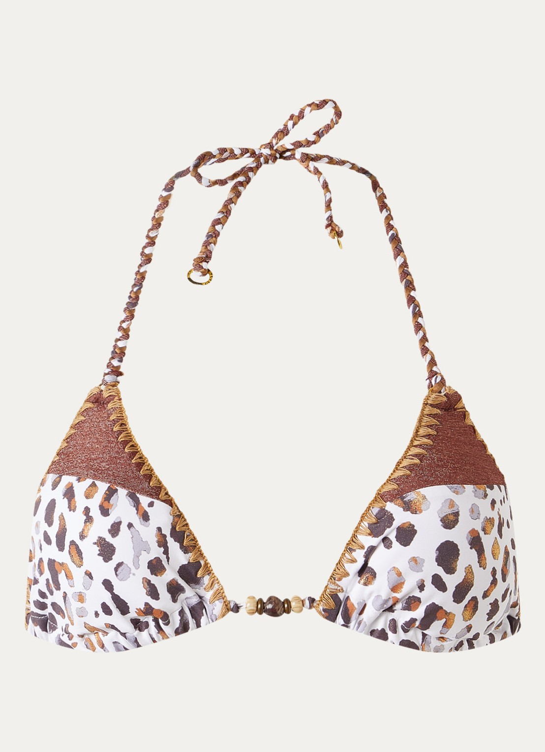 Banana Moon Bosco Dunara triangel bikinitop met panterprint - voorkant wit