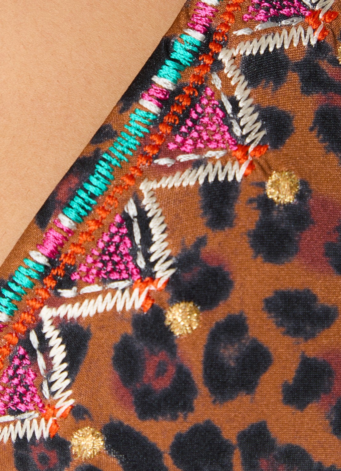 Banana Moon Jotrao Serenely triangel bikinitop met panterprint - detail 5 oranjebruin