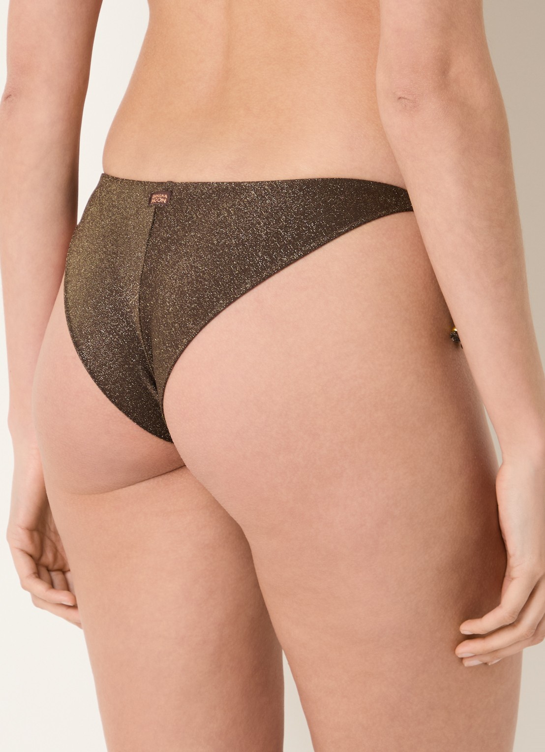 Banana Moon Lina tanga bikinislip met lurex - achterkant chocoladebruin