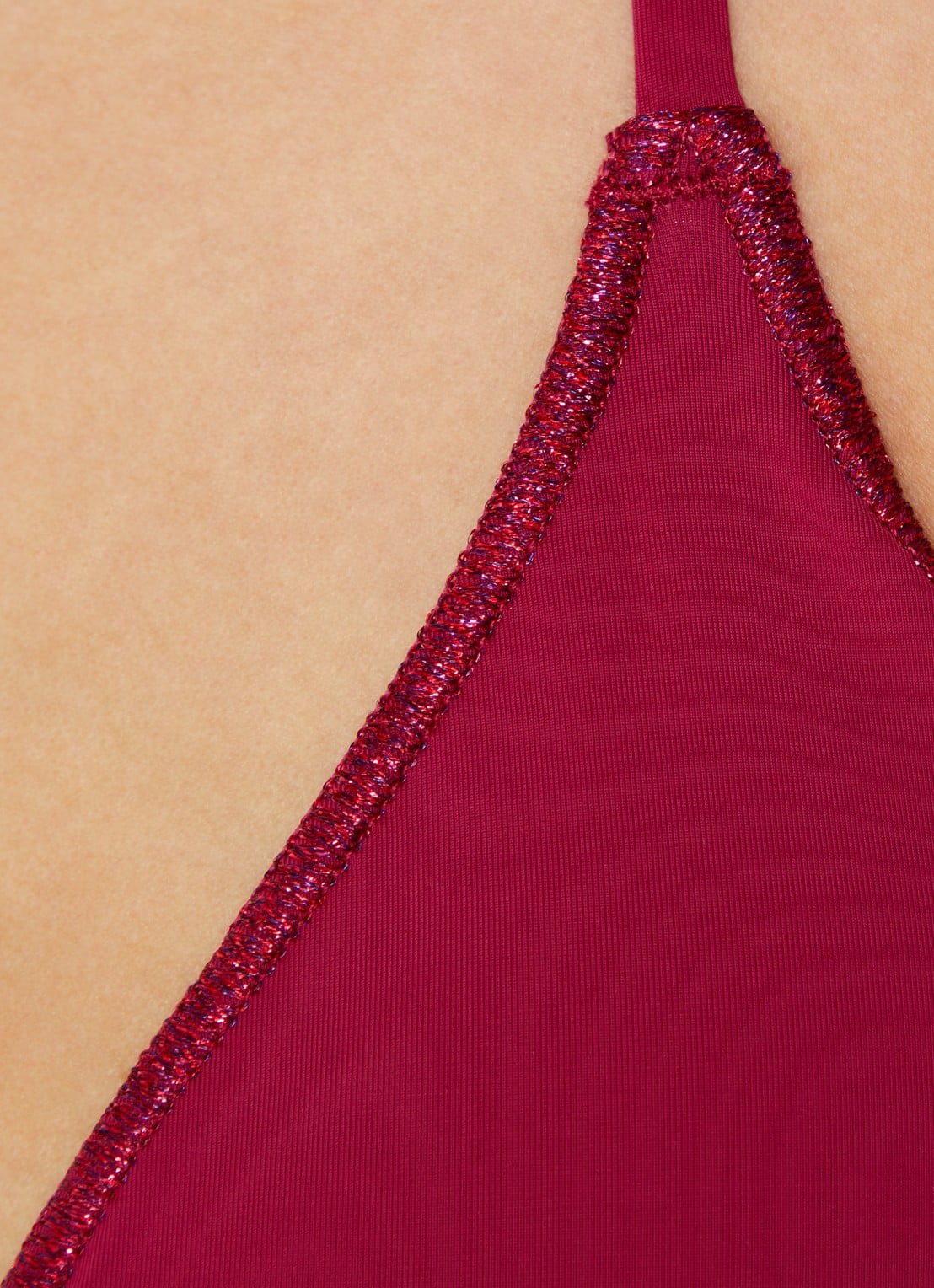 Banana Moon Mundo Flashsun triangel bikinitop met lurex - detail 5 bordeauxrood