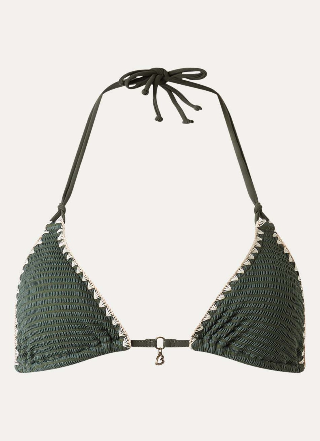 Banana Moon Nuco Dakota triangel bikinitop met structuur  - voorkant bronsgroen