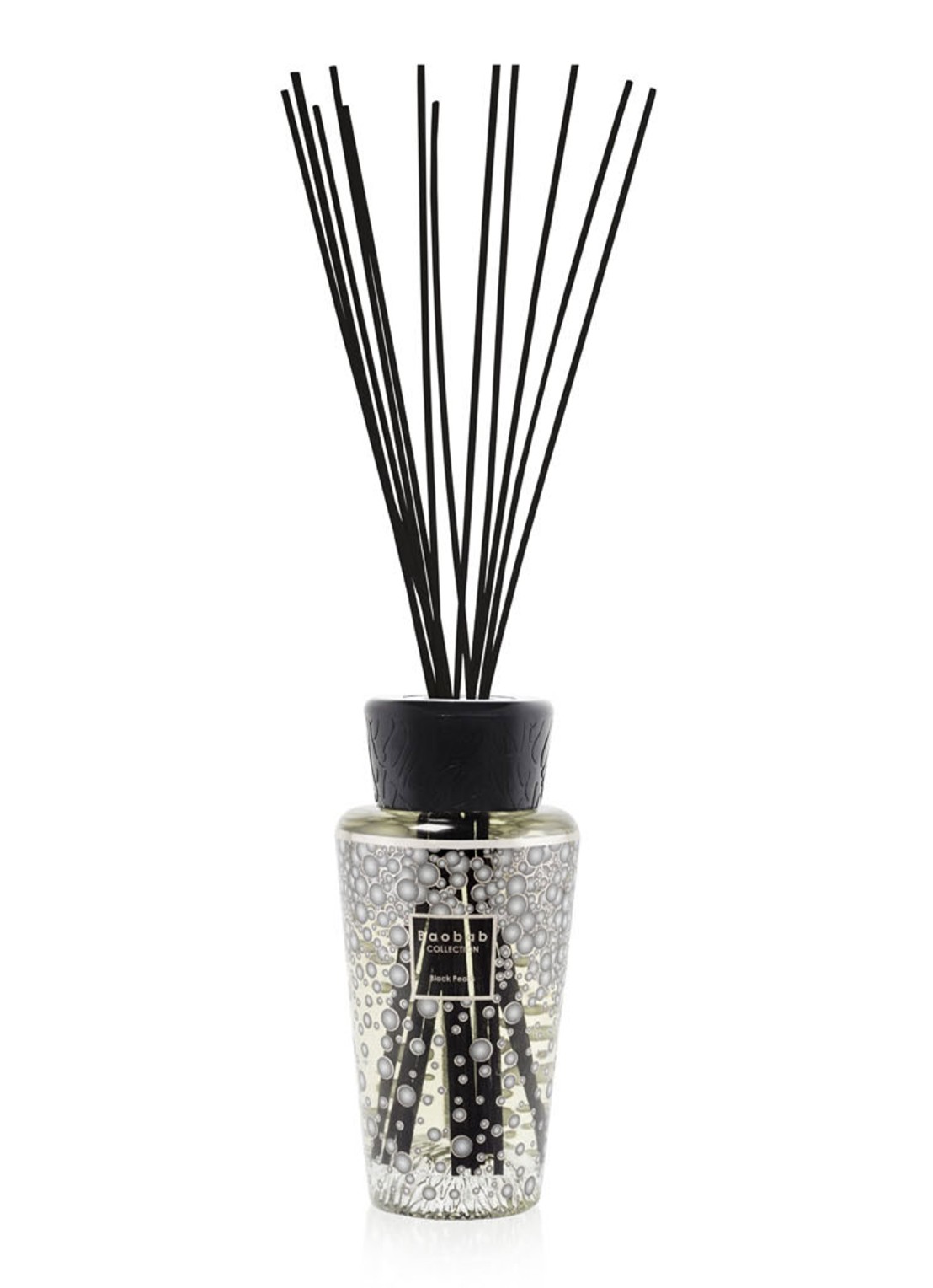Baobab Collection Black Pearls geurstokjes 500 ml - voorkant zwart