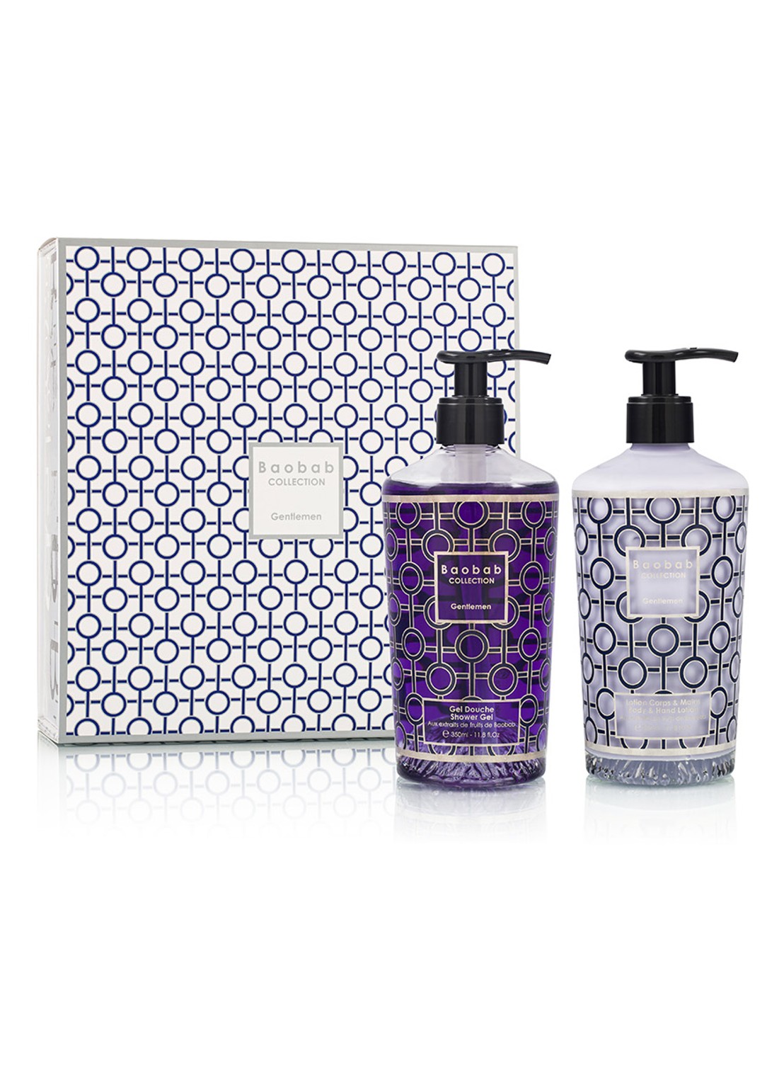 Baobab Collection Gentlemen bodylotion- & showergel - verzorgingsset 2 x 350ml  - voorkant blauw