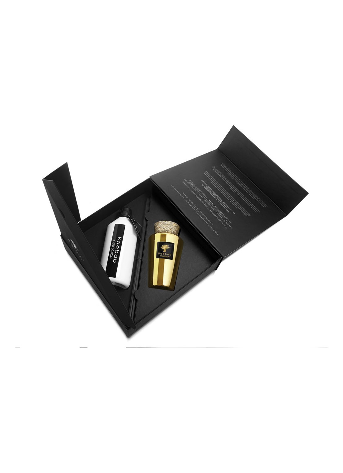 Baobab Collection Mini Totem Aurum geurstokjes 250 ml met navulling 500 ml - voorkant 2 goud
