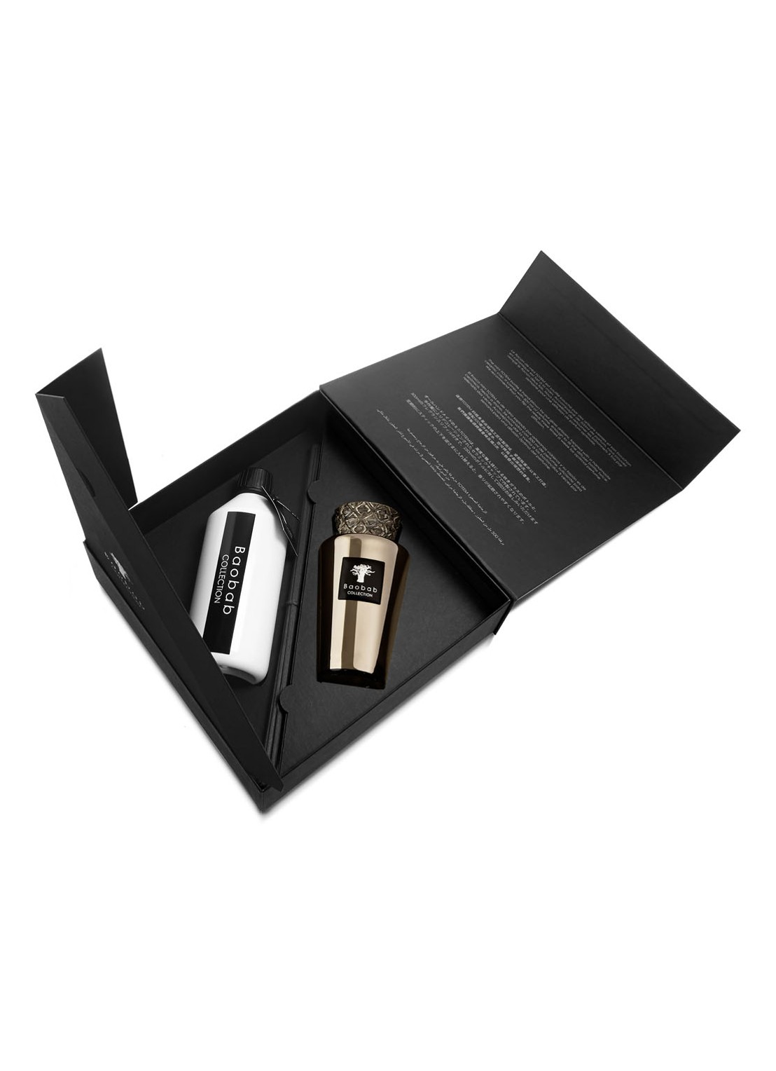 Baobab Collection Mini Totem Platinum geurstokjes 250 ml met navulling 500 ml - voorkant 3 zilver