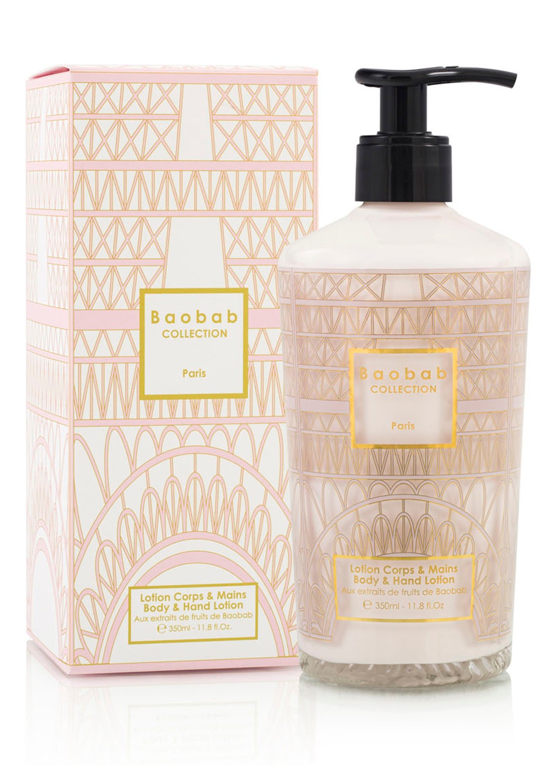 Baobab Collection Paris body- & handlotion 350 ml  - voorkant 2 lichtroze