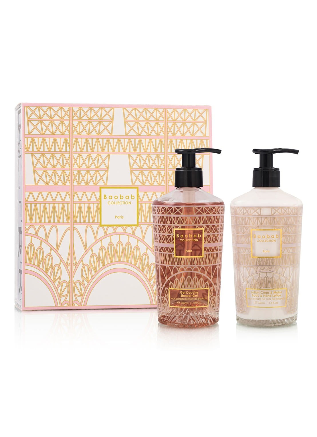 Baobab Collection Paris bodylotion- & showergel - verzorgingsset - voorkant roze