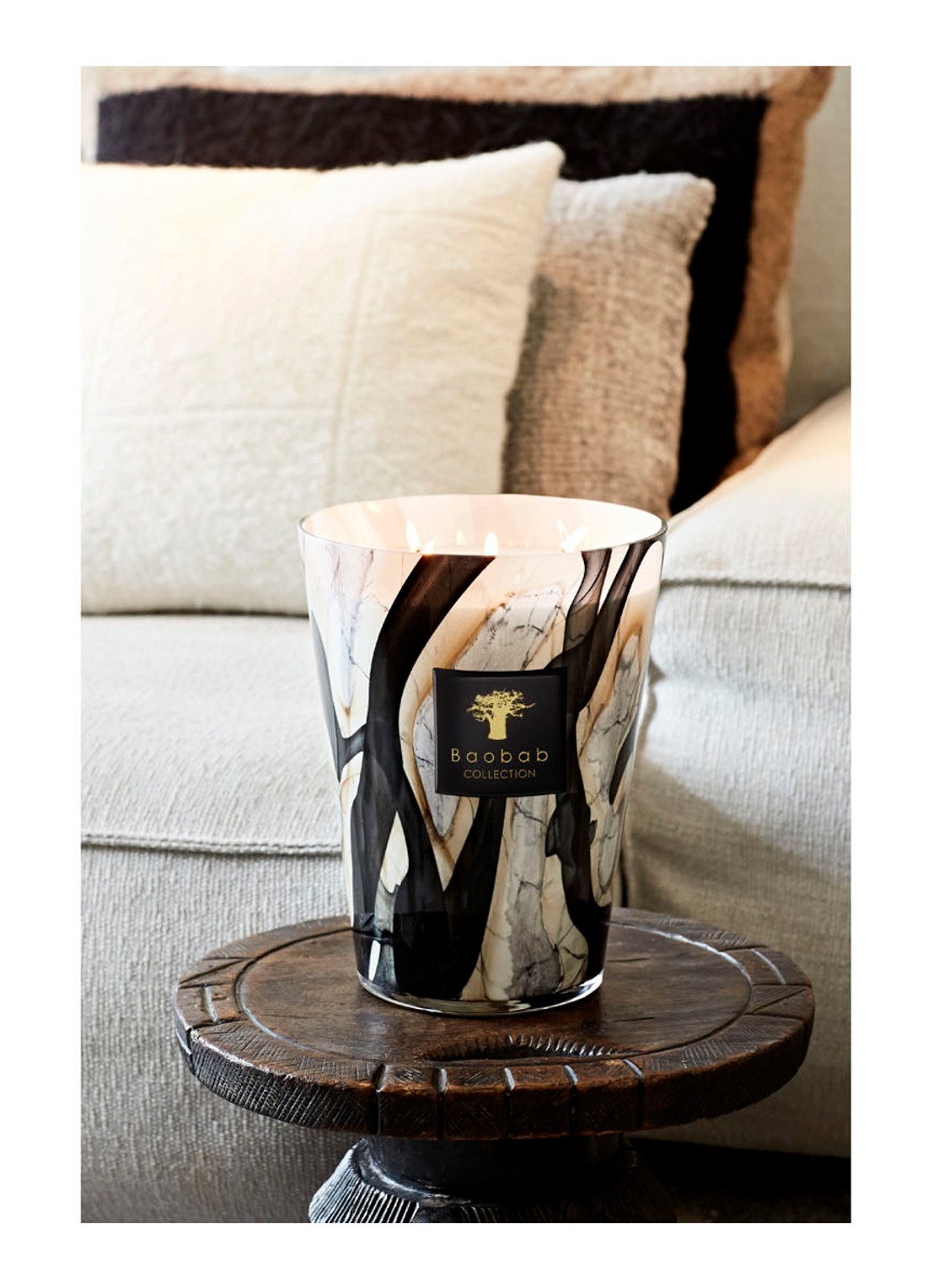 Baobab Collection Stones Marble Max 24 geurkaars 3 kg - voorkant 2 donkergrijs