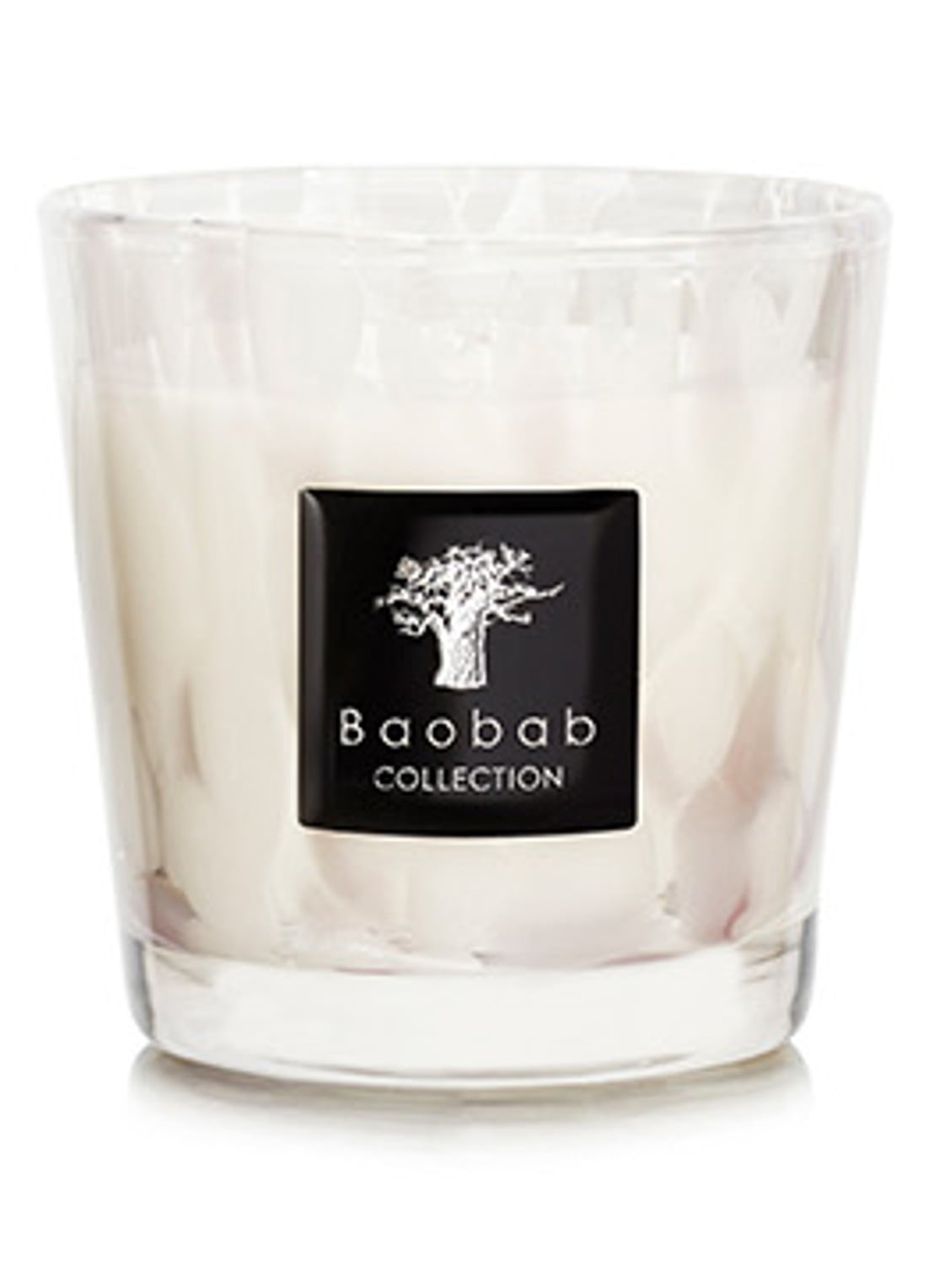 Baobab Collection White Pearls geurkaars 190 gram - voorkant gebroken wit