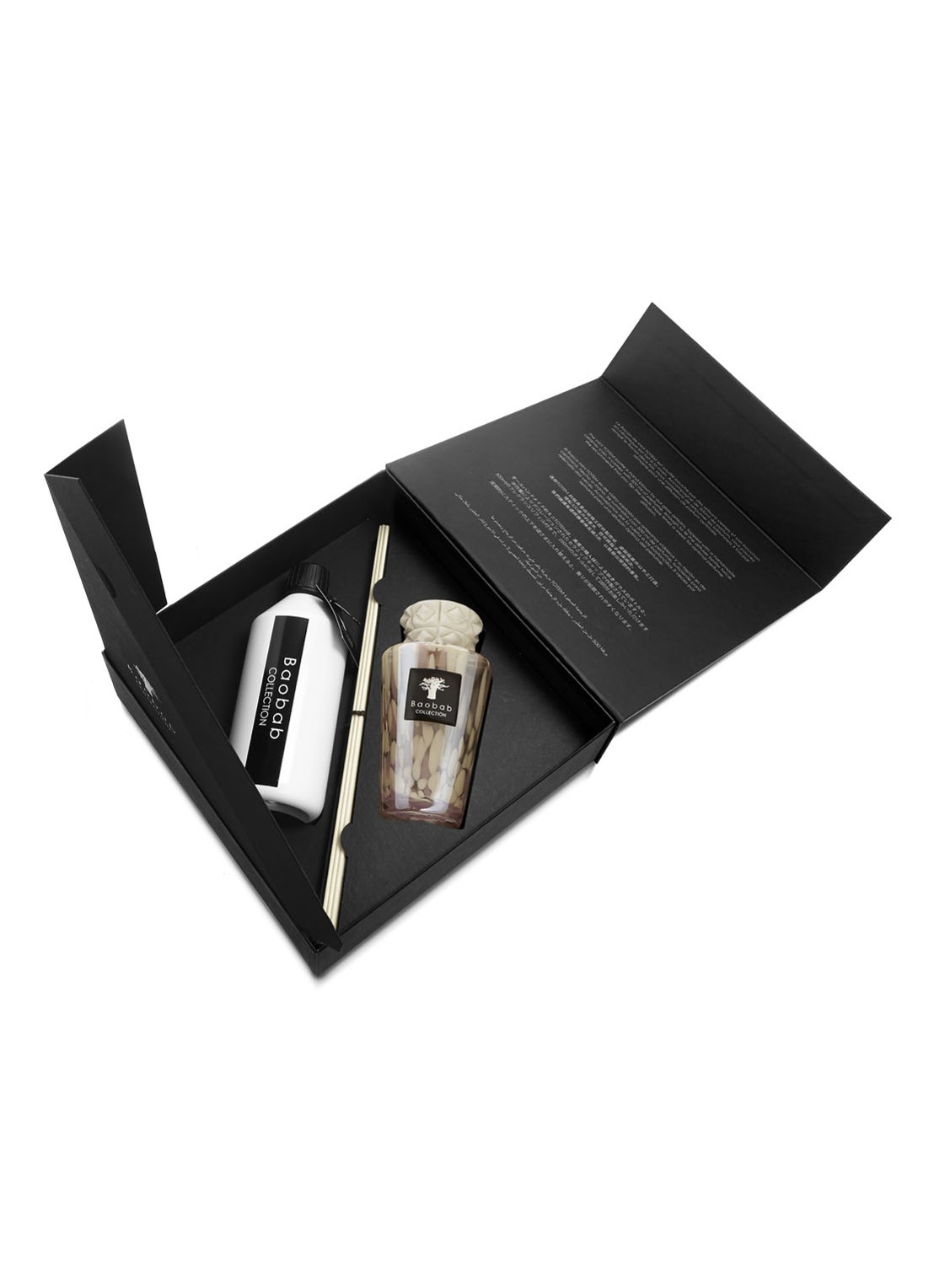 Baobab Collection White Pearls Mini Totem geurstokjes 250 ml met navulling 500 ml - voorkant 2 lichtbruin