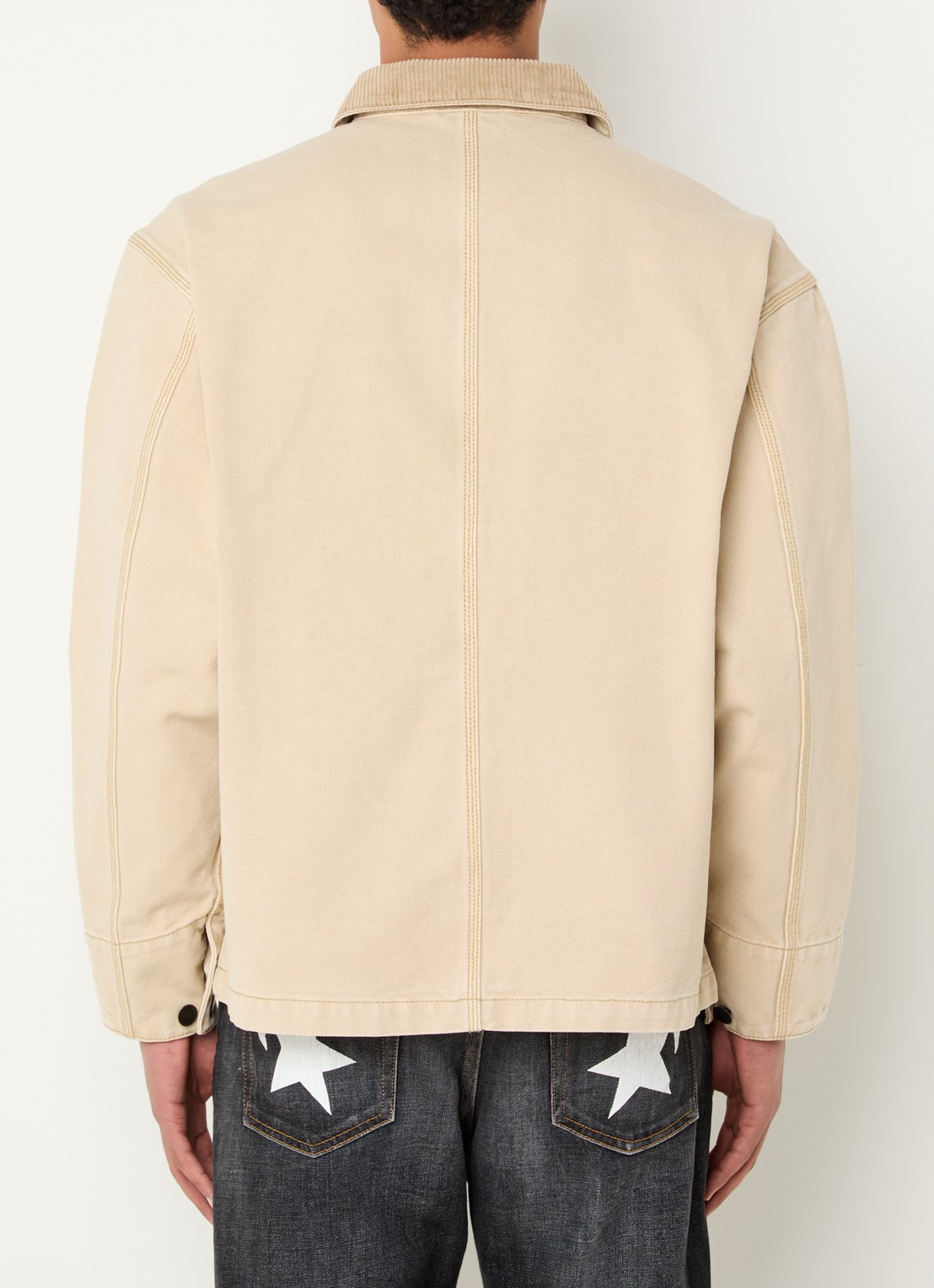 Bape Jack met opgestikte zakken en jacquard dessin - achterkant 4 beige