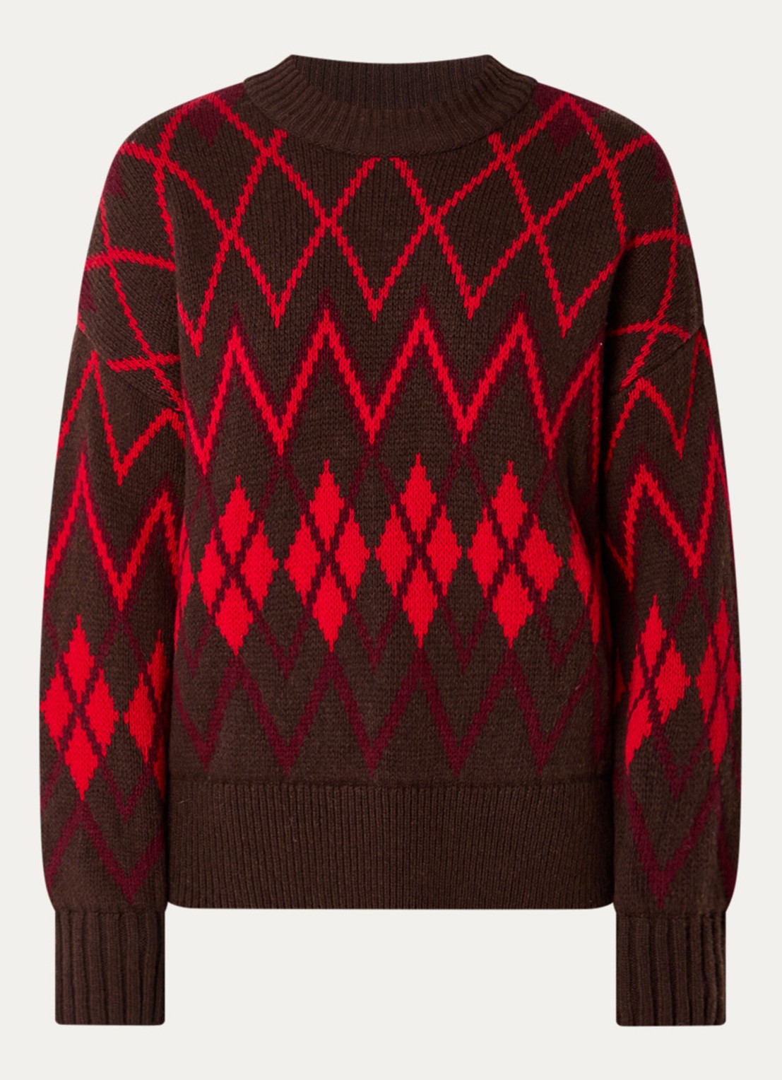 Barbour Adina grofgebreide trui met ruitdessin - voorkant 3 multicolor