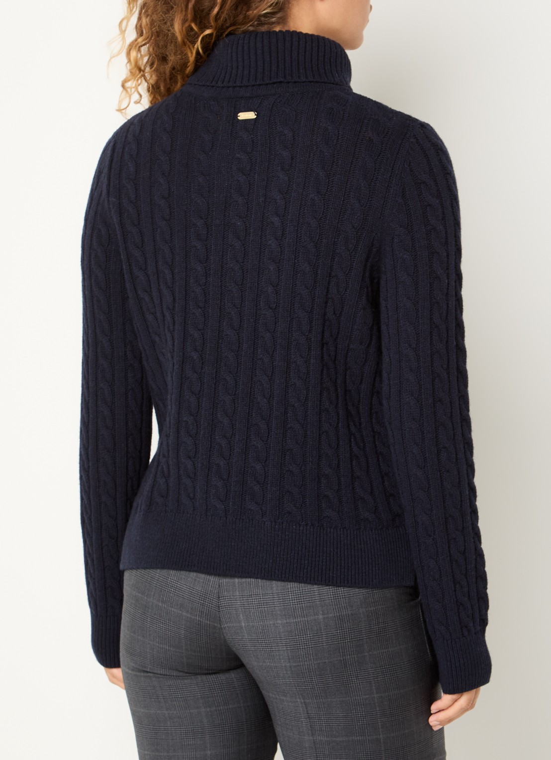 Barbour Ambleside grofgebreide trui met col - achterkant blauw