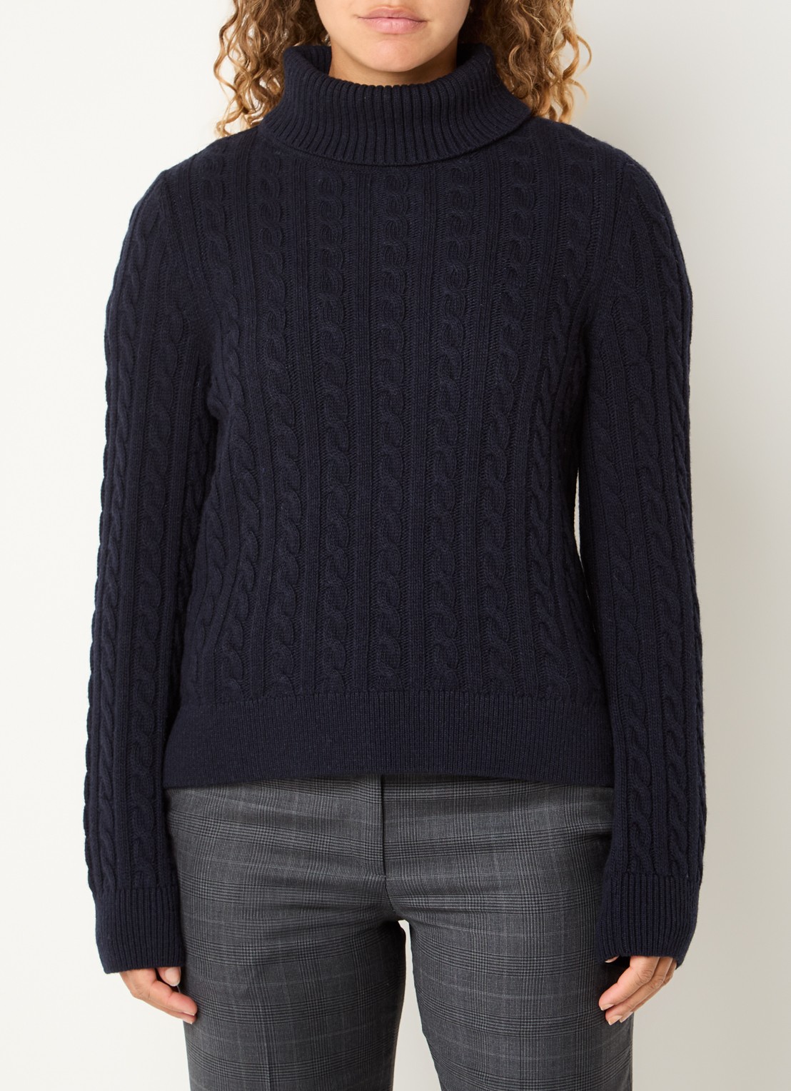 Barbour Ambleside grofgebreide trui met col - detail 4 blauw