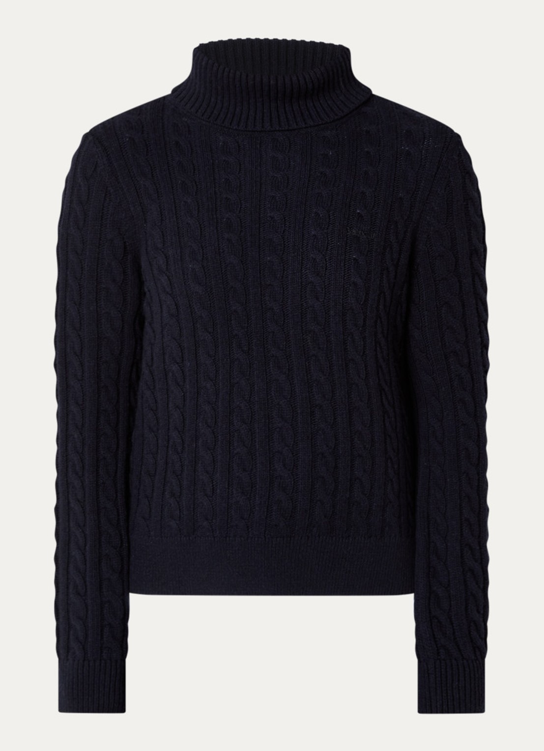 Barbour Ambleside grofgebreide trui met col - voorkant 2 blauw