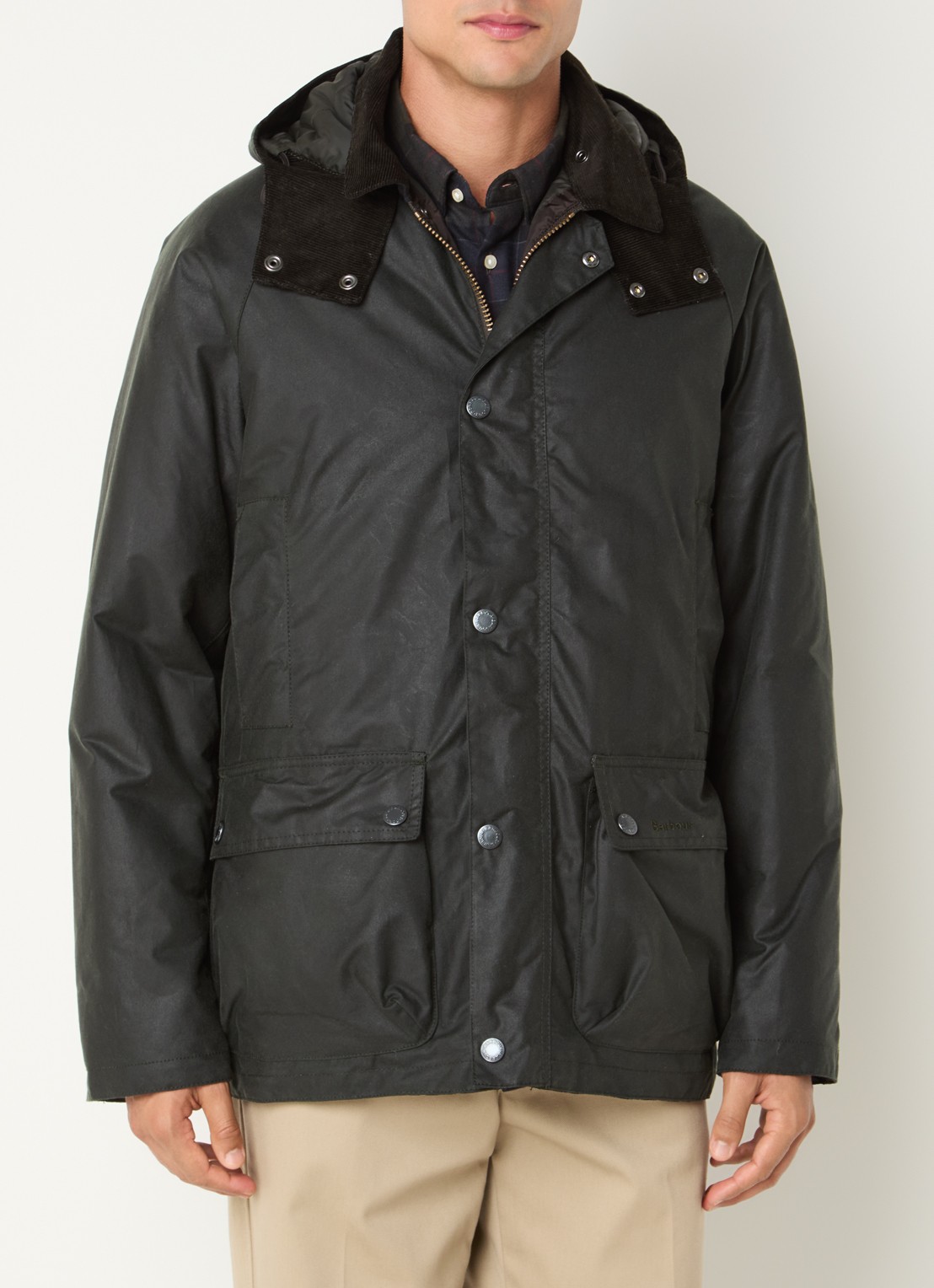 Barbour Beaufort gewatteerde parka met afneembare capuchon en klepzakken - detail 3 donkergroen