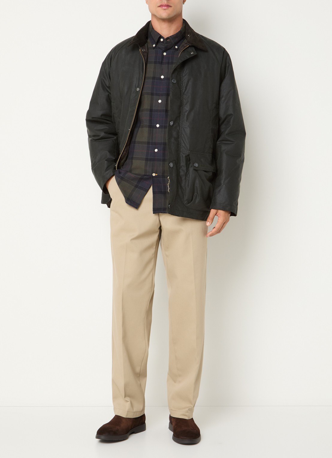 Barbour Beaufort gewatteerde parka met afneembare capuchon en klepzakken - voorkant 2 donkergroen