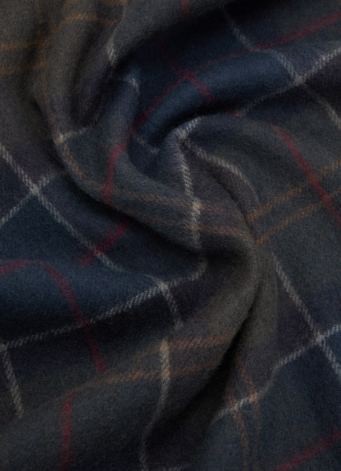 Barbour Braden tartan sjaal van schapenwol met ruitdessin 50 x 190 cm  - detail 3 donkergroen