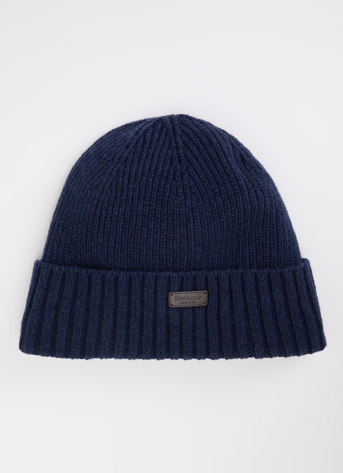 Barbour Carlton fijngebreide muts in wolblend  - voorkant donkerblauw