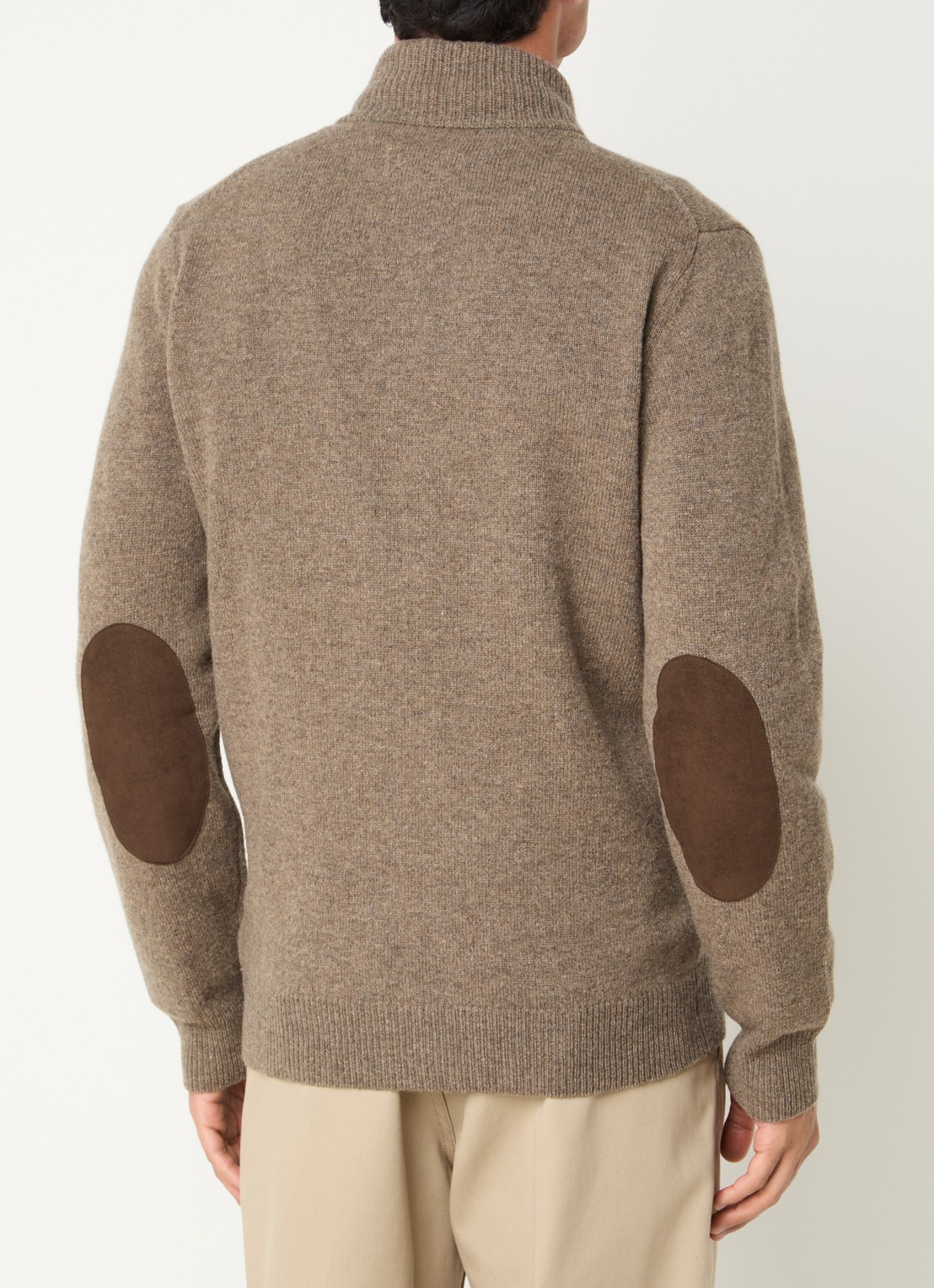 Barbour Essential fijngebreid vest van wol - achterkant 4 beige