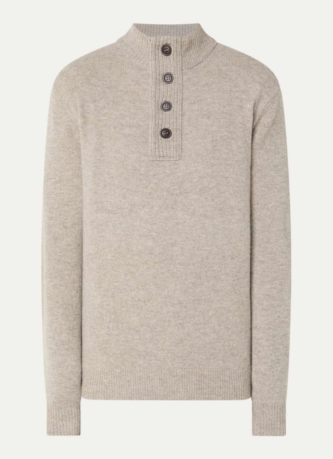Barbour Essential fijngebreide trui van wol met halve rits - voorkant 3 beige