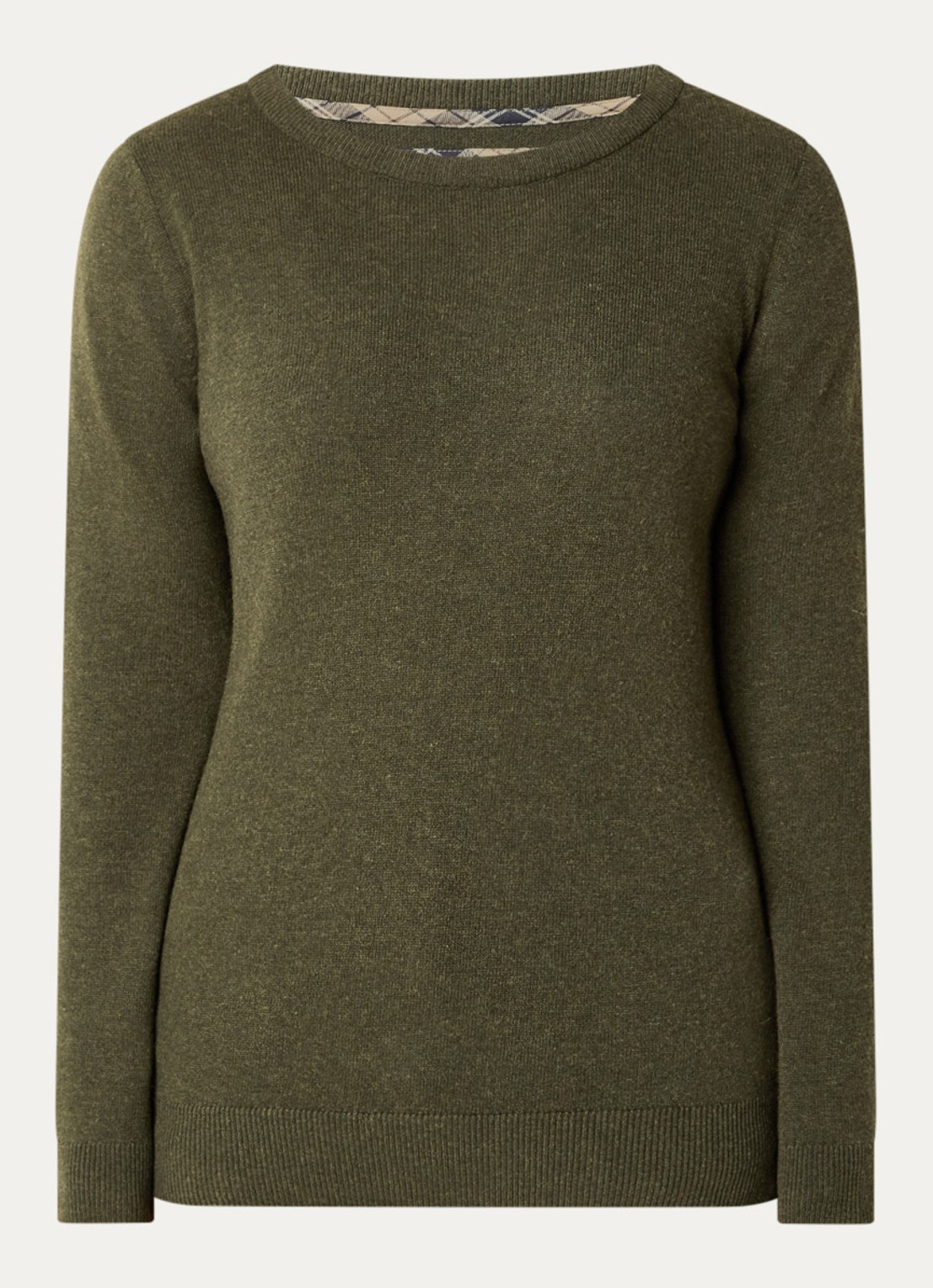 Barbour Fijngebreide pullover - voorkant olijfgroen