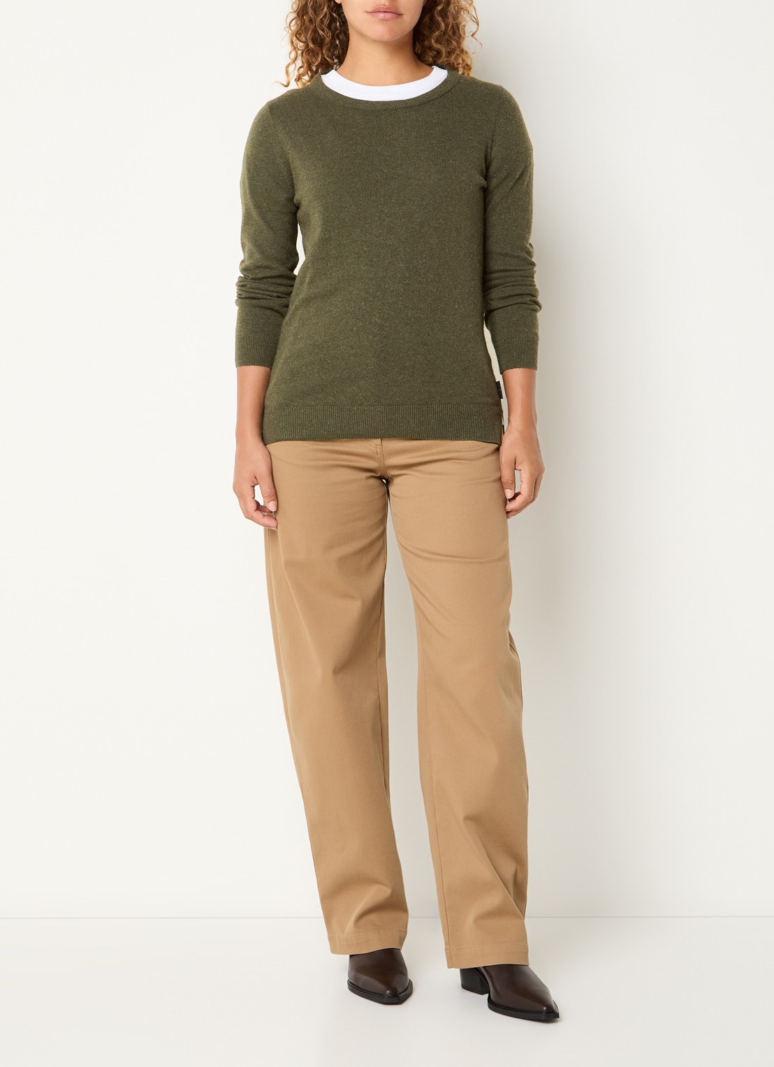 Barbour Fijngebreide pullover - voorkant 2 olijfgroen