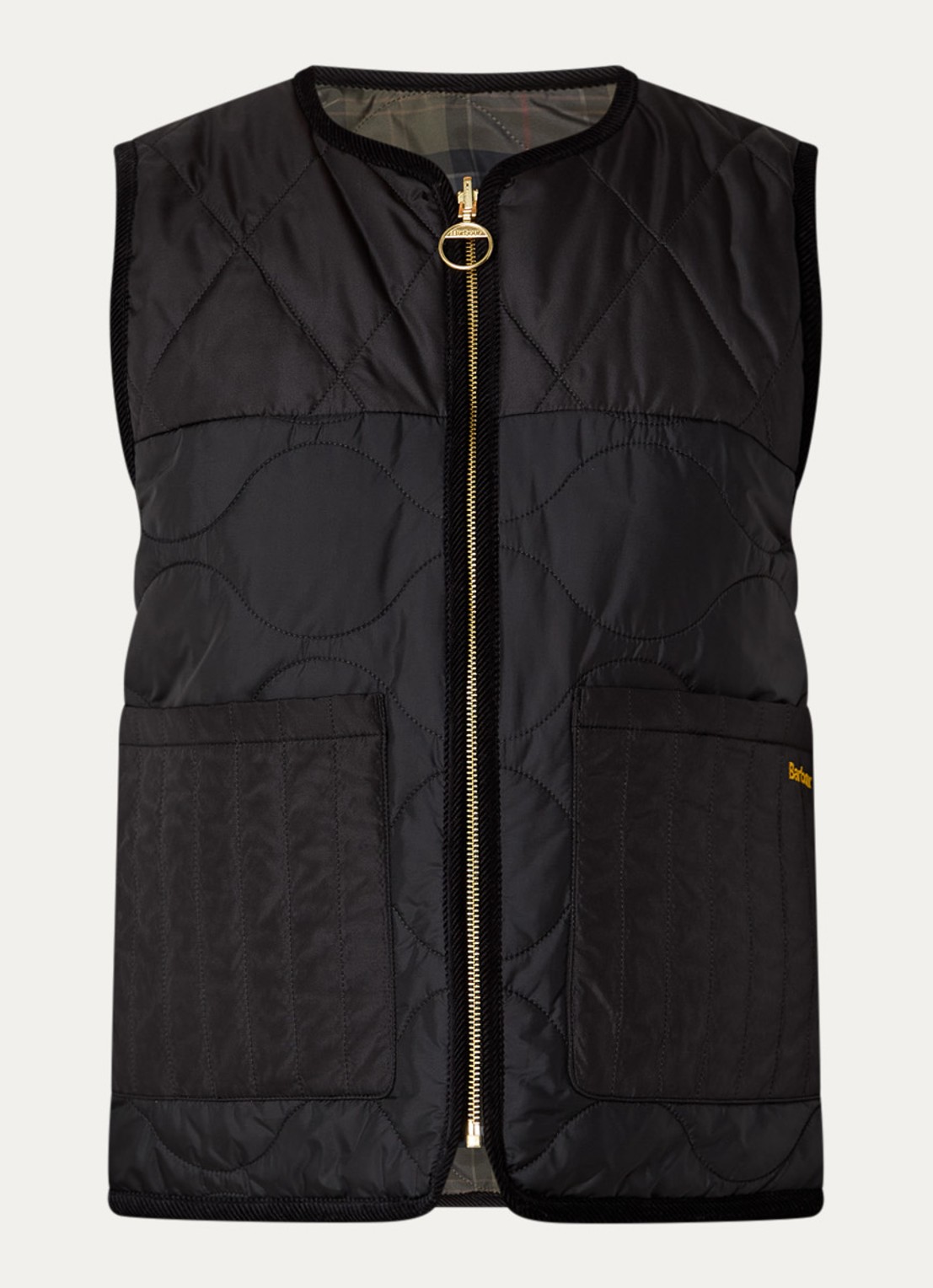 Barbour Gewatteerde bodywarmer met opgestikte zakken - voorkant 3 zwart