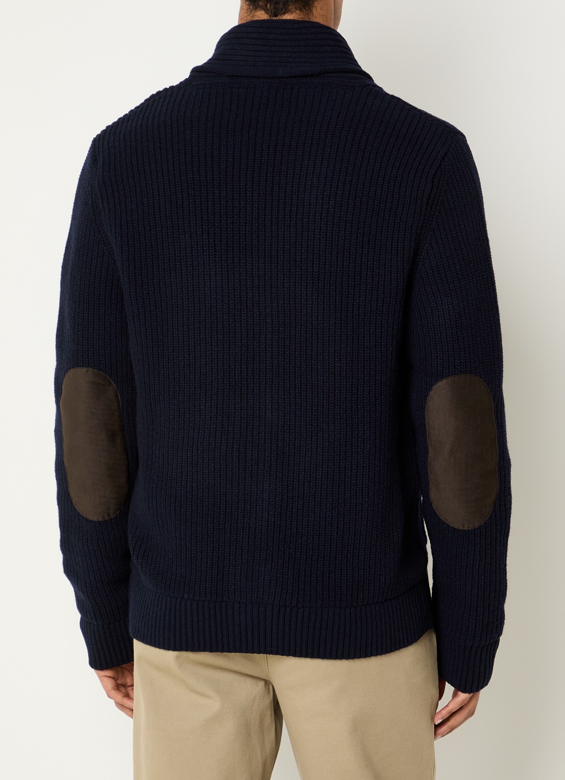 Barbour Grofgebreid vest met opgestikte zakken - achterkant 2 donkerblauw