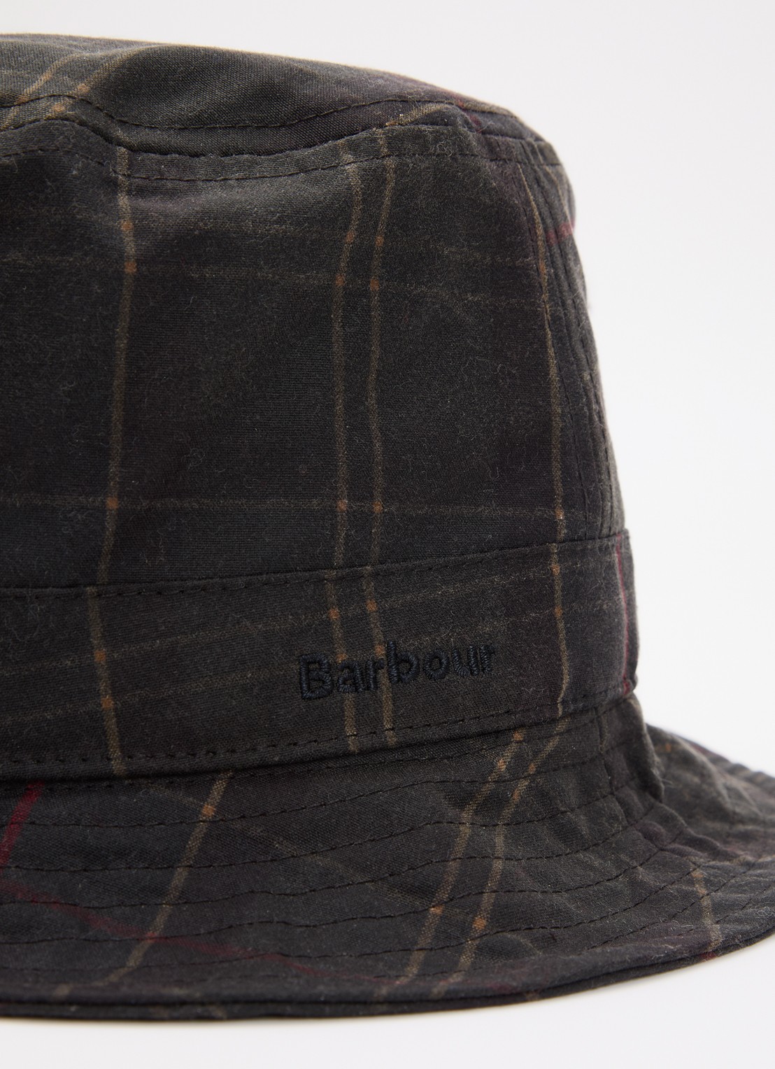 Barbour Haydon tartan bucket hoed met ruitdessin  - detail donkergroen