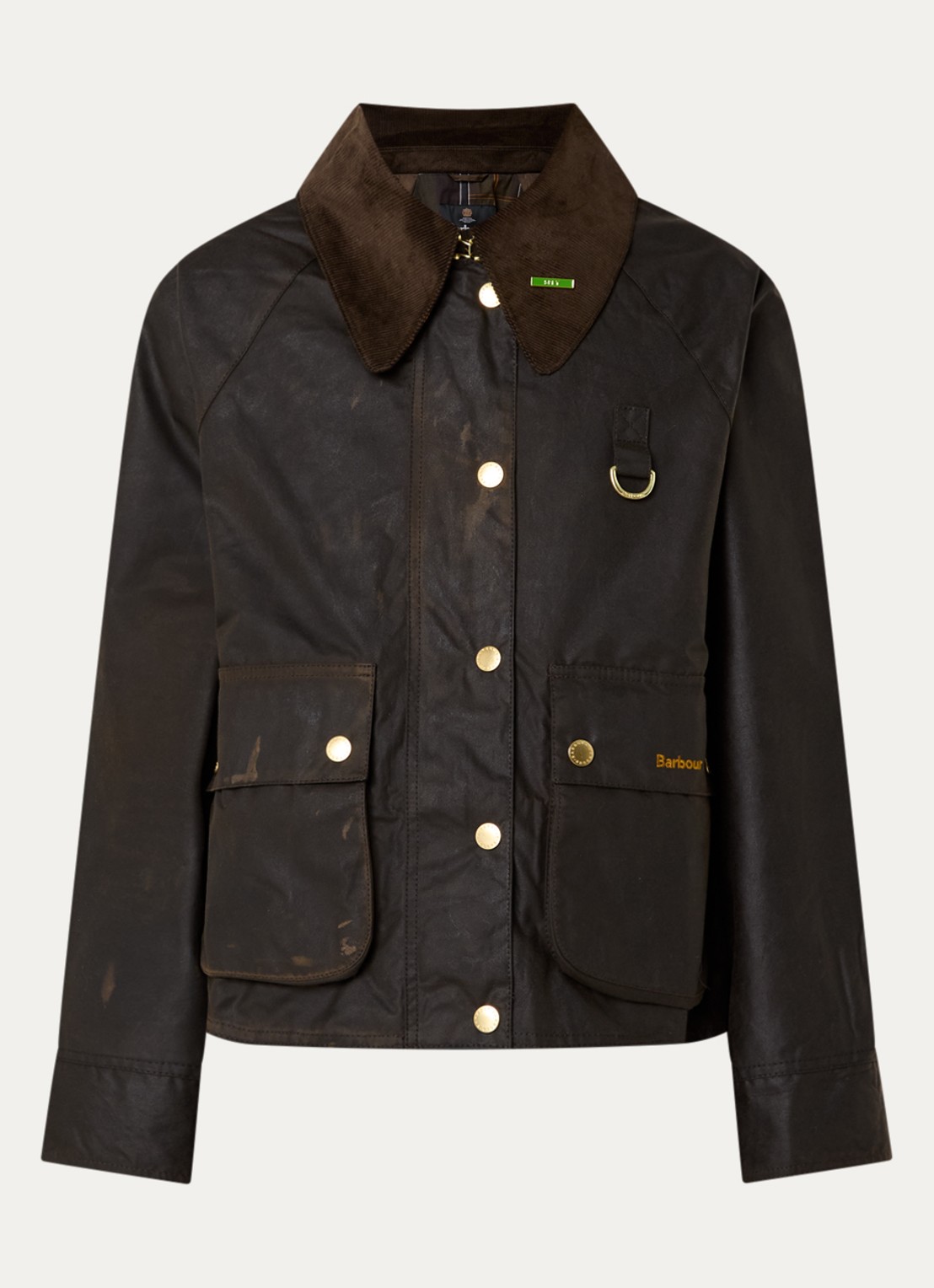 Barbour Icons Modern Spey A-lijn barn jack met klepzakken - voorkant 3 donkerbruin