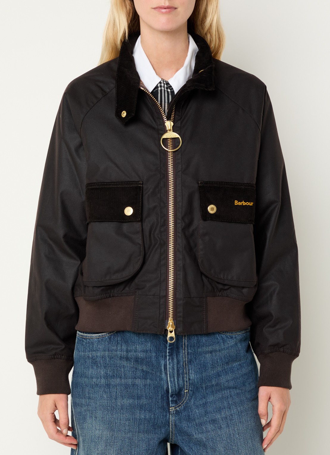 Barbour Jack met klepzakken - detail roestbruin