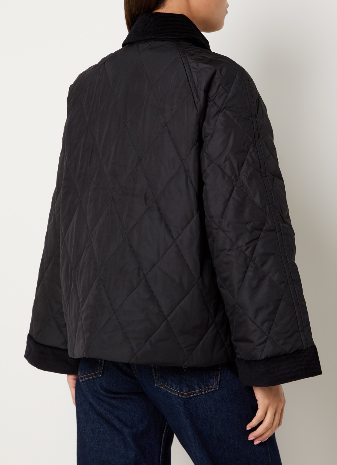 Barbour Kilnwick A-lijn barn jack met quilt patroon - achterkant 4 zwart