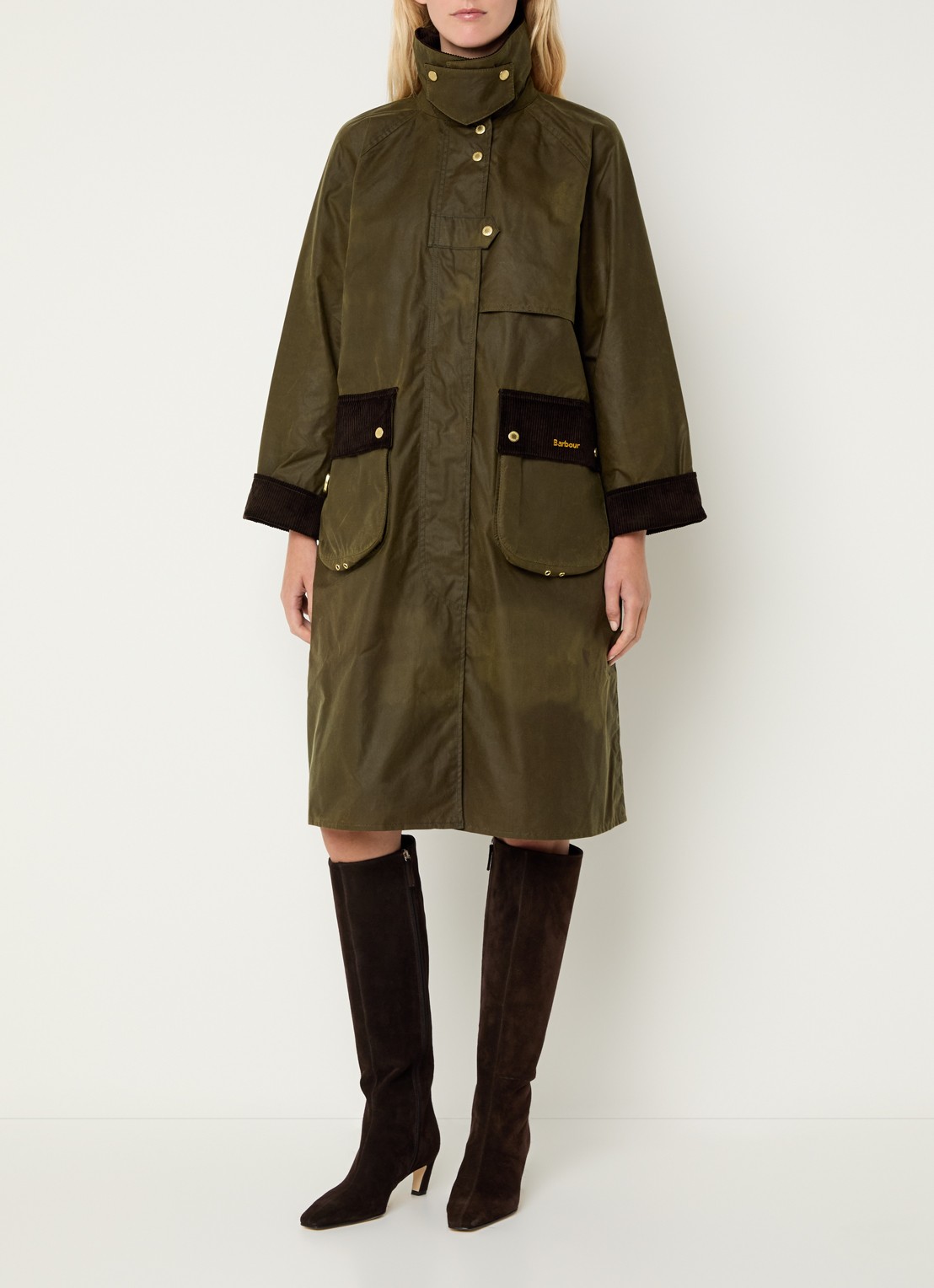 Barbour Kirklees parka met steekzakken - detail donkergroen