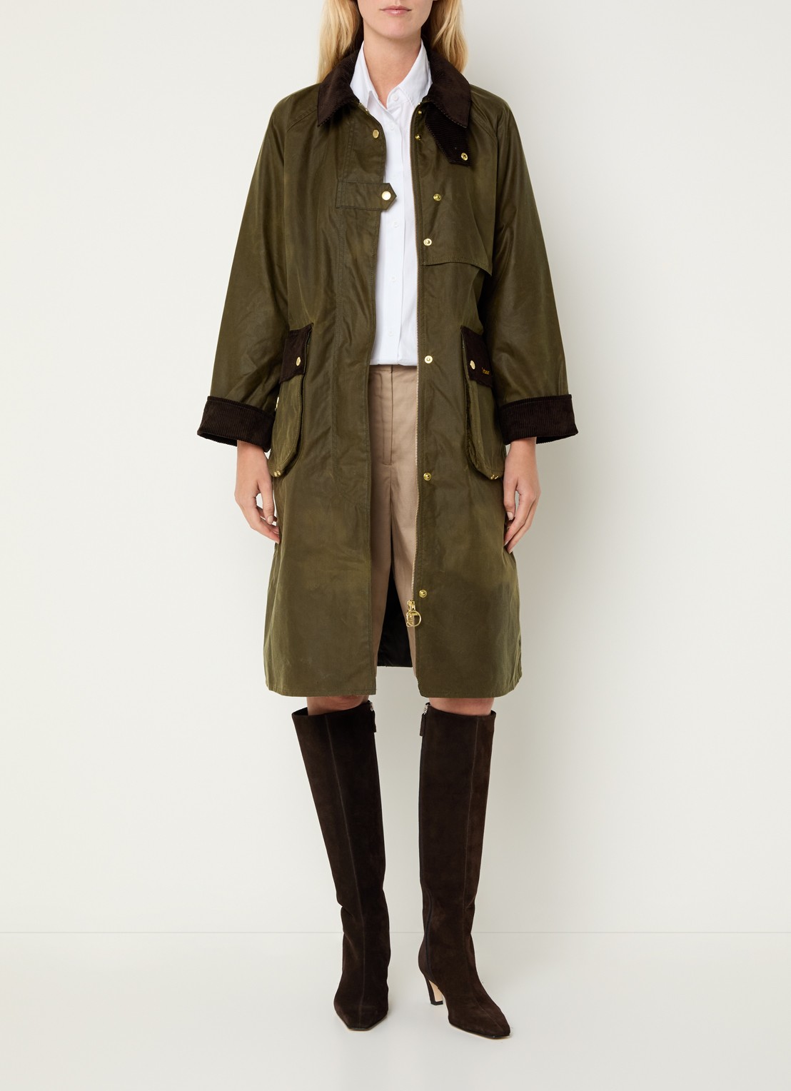 Barbour Kirklees parka met steekzakken - voorkant 3 donkergroen