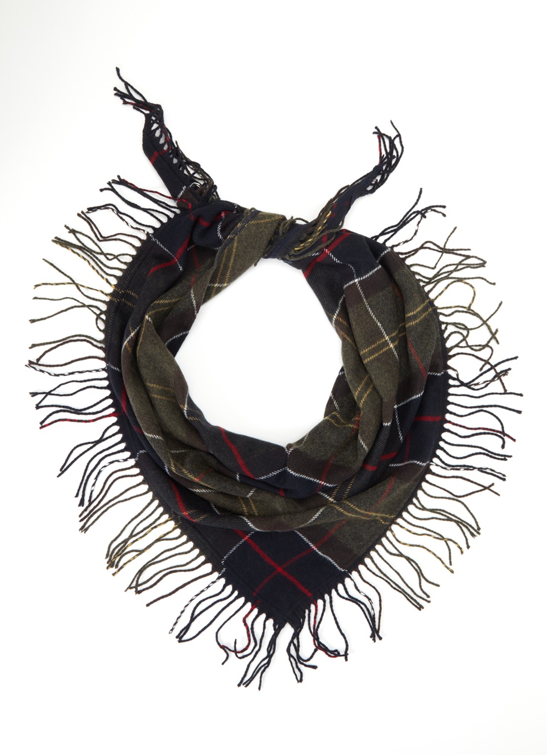 Barbour Kirklees sjaal met ruitdessin 145 x 70 cm - voorkant 2 donkergroen