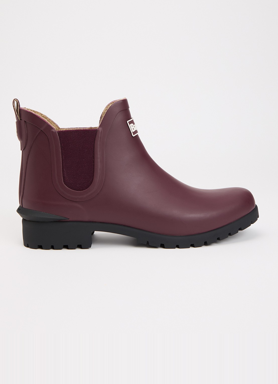 Barbour Kirkton regenlaars met ruitdessin en logo - voorkant 4 bordeauxrood