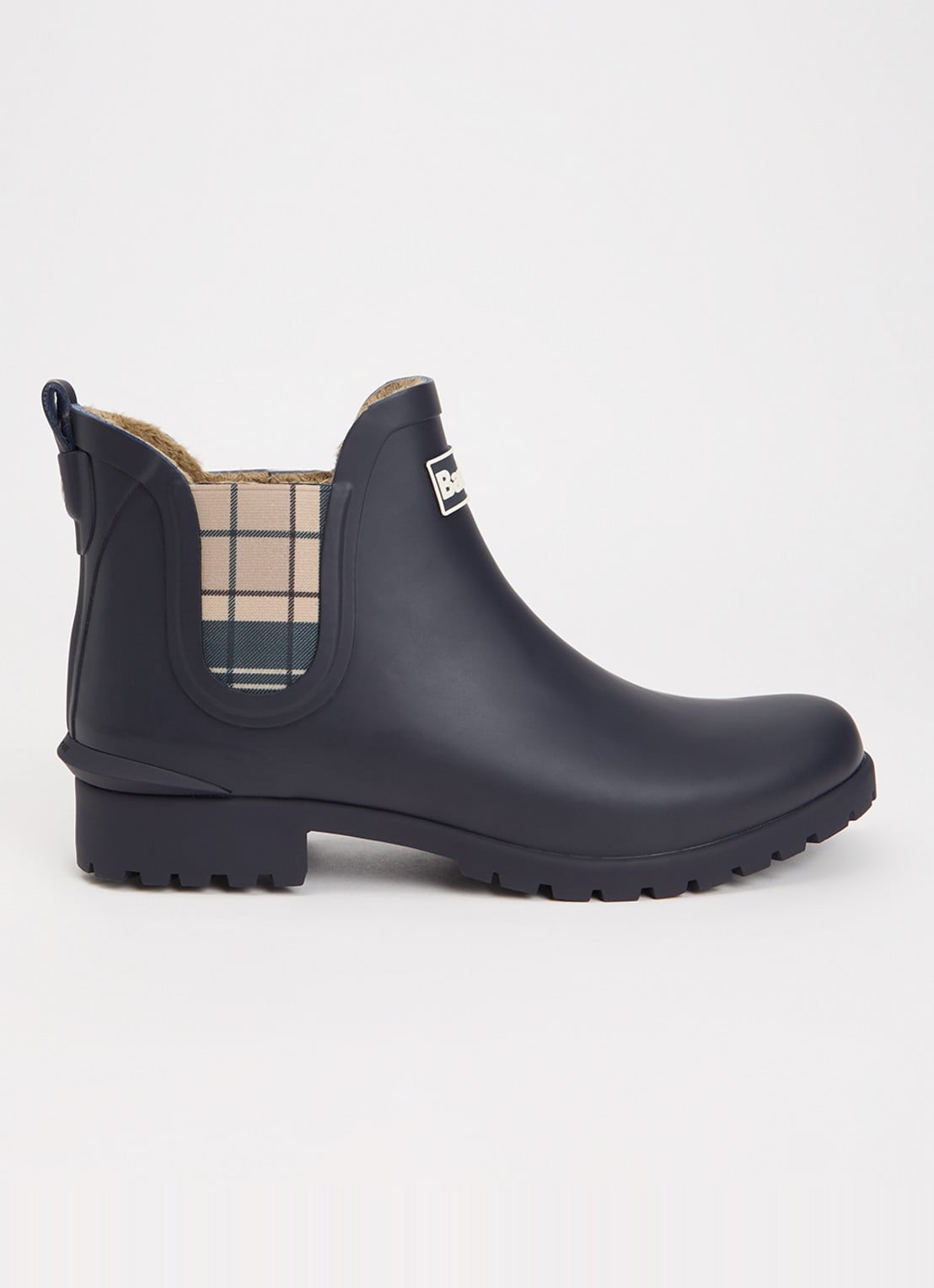 Barbour Kirkton regenlaars met ruitdessin en logo - voorkant 4 donkerblauw