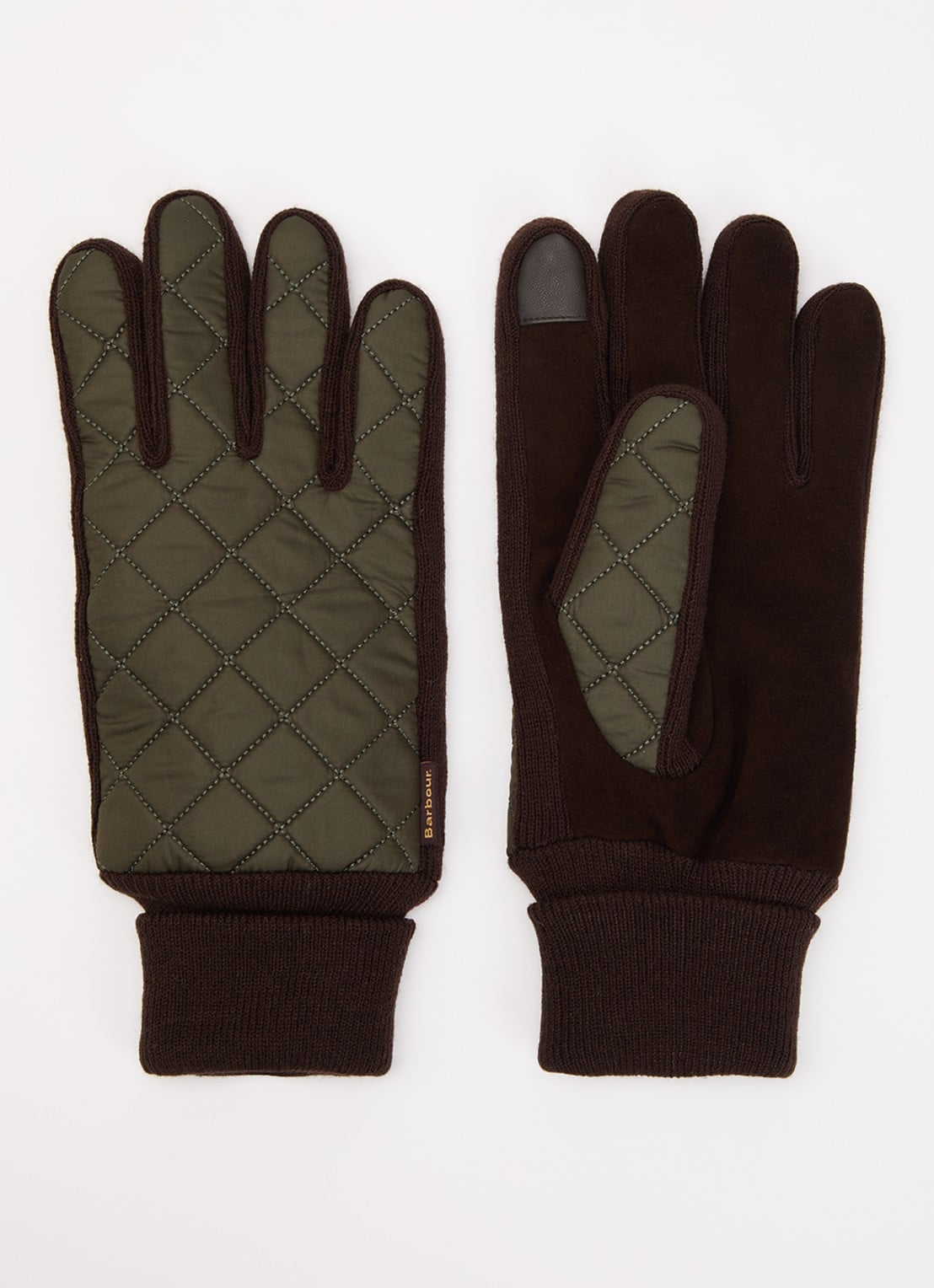 Barbour Magnus handschoenen met details van leer  - voorkant donkergroen