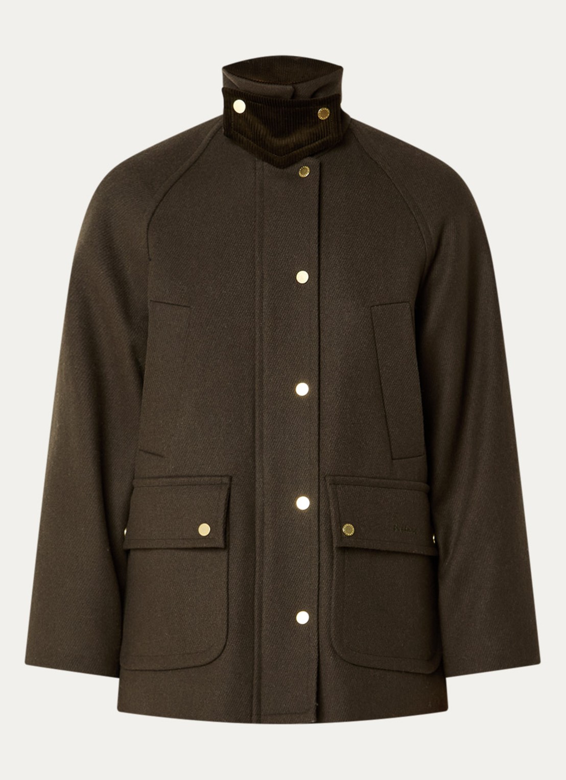 Barbour Mantel met klepzakken - voorkant 3 olijfgroen