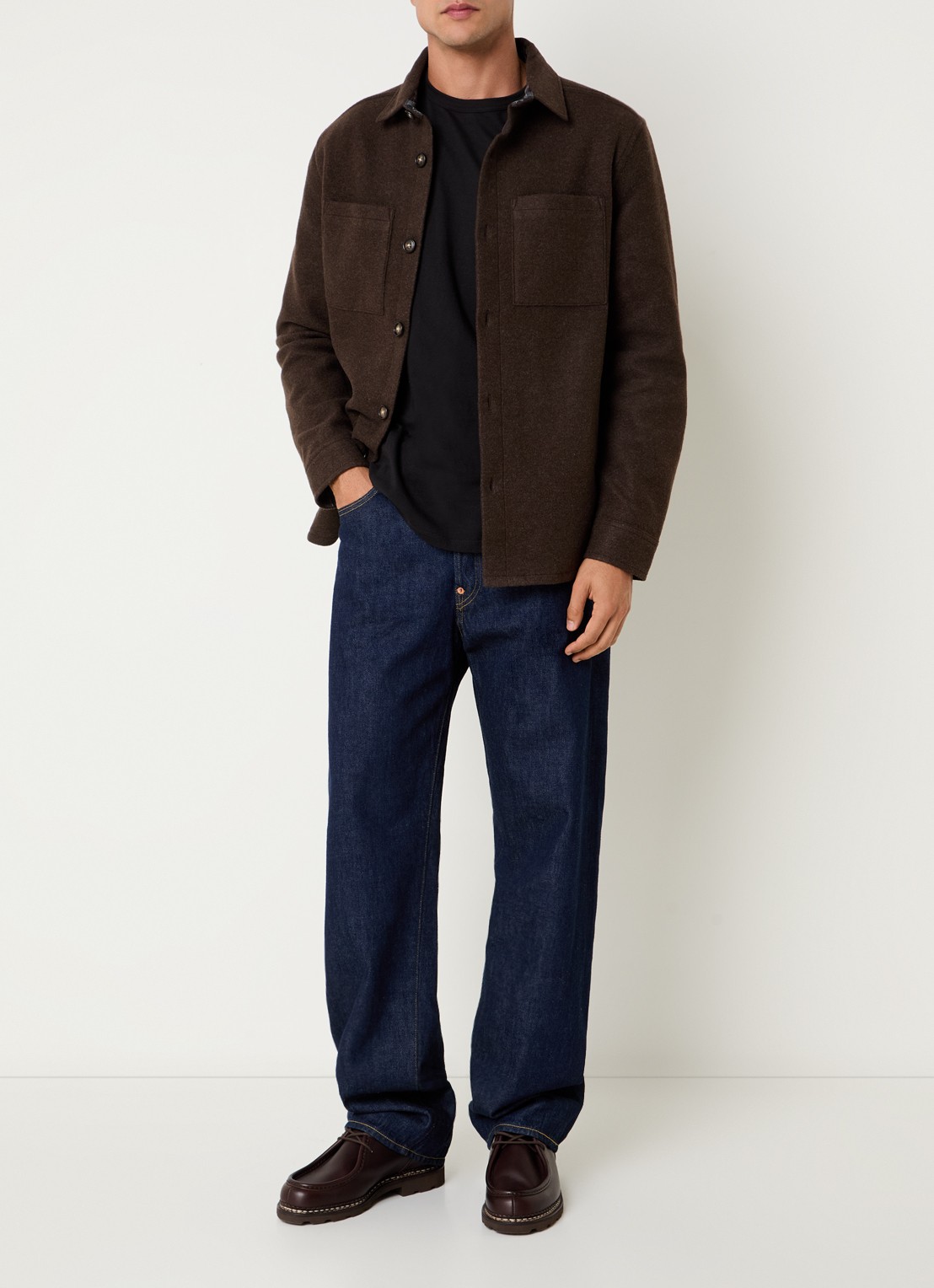 Barbour Marltown overshirt met borstzak - voorkant 3 bruin