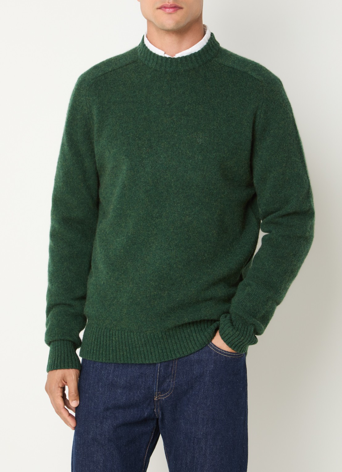 Barbour Newton grofgebreide trui van wol - detail 4 groen