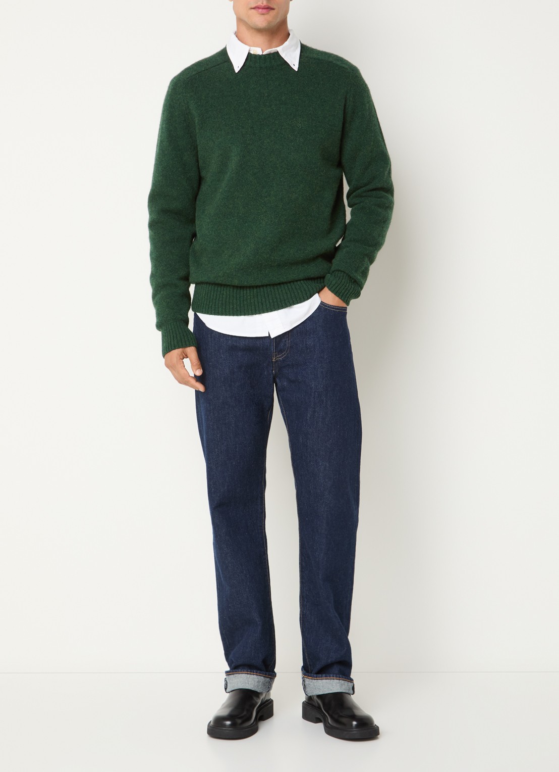 Barbour Newton grofgebreide trui van wol - voorkant 2 groen