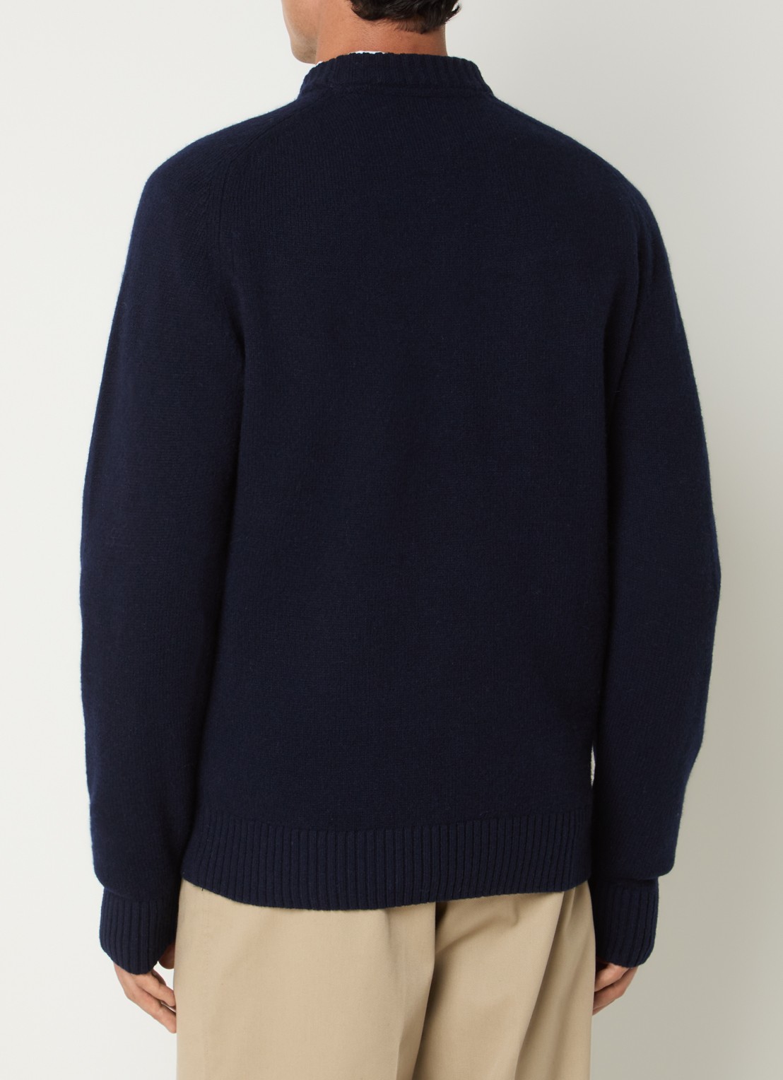Barbour Newton grofgebreide trui van wol - achterkant donkerblauw
