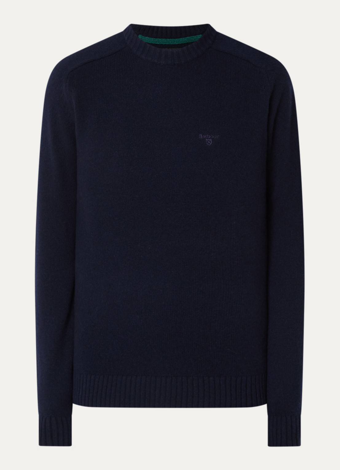 Barbour Newton grofgebreide trui van wol - voorkant 2 donkerblauw